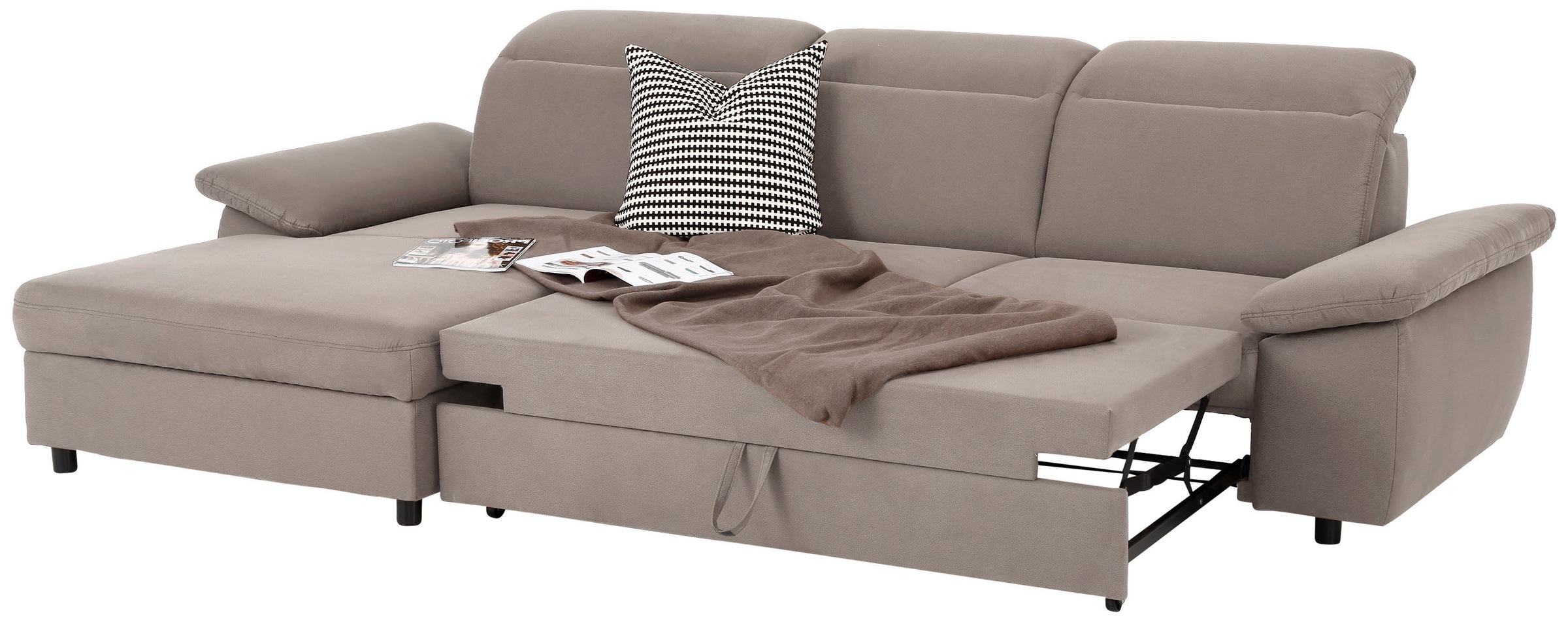 Home affaire Ecksofa »Mauritius L-Form«, mit Kopfteil- und Armlehnverstellung, mit Bettfunktion und Bettkasten