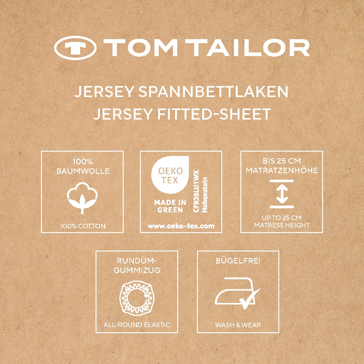 TOM TAILOR HOME Spannbettlaken »Tom Tailor Jersey« ab Größe 90x200 cm, Laken in hochwertiger Jersey Qualität