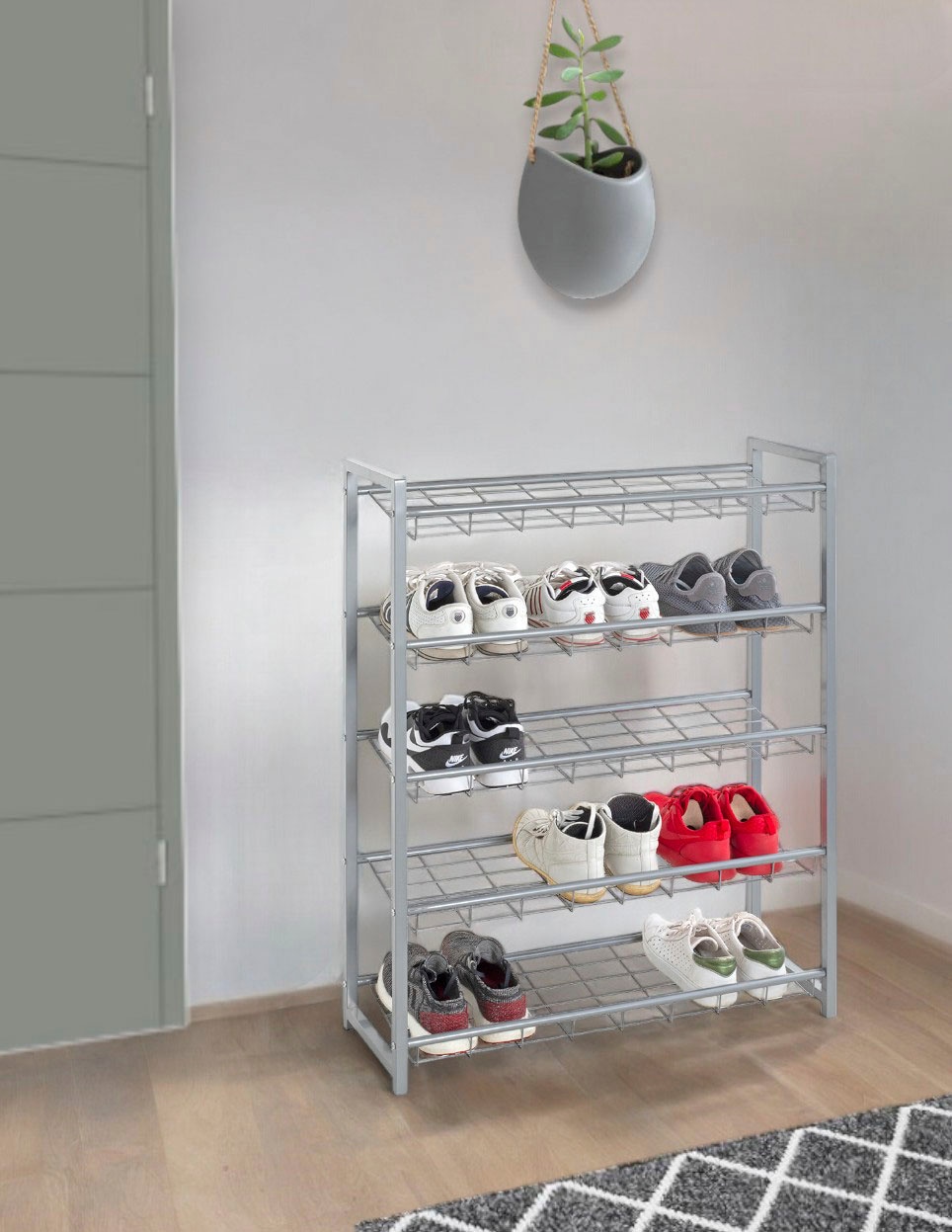 HAKU Schuhregal »Schuhaufbewahrung« rechteckig - aus Metall Grau - B/T/H 80/30/106 cm