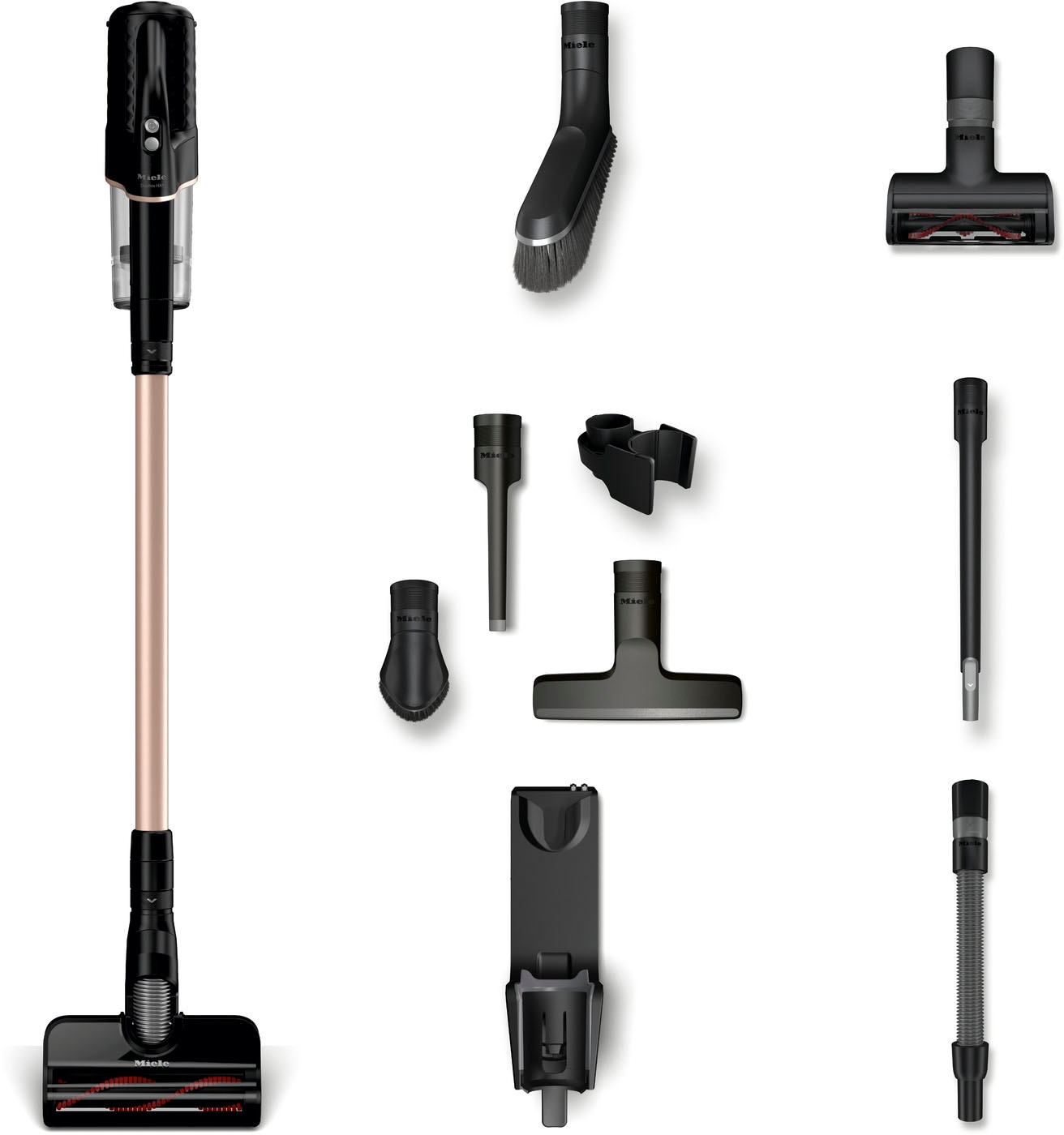 Miele Akku-Handstaubsauger »Duoflex HX1 TotalCare, 2in1-Funktion,« mit Elektrobürste MultiFloor und CarCare Set, Obsidianschwarz Roségold