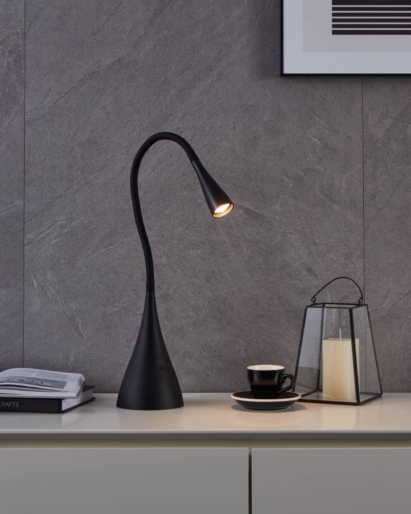 EGLO Tischleuchte »SNAPORA Tischlampe, Kunststoff und Alu, Schreibtischlampe, Bürolampe« LED-Modul 1 Stk. Warmweiß Tischleuchte, H48,5 cm, schwarz, 3W inkl.