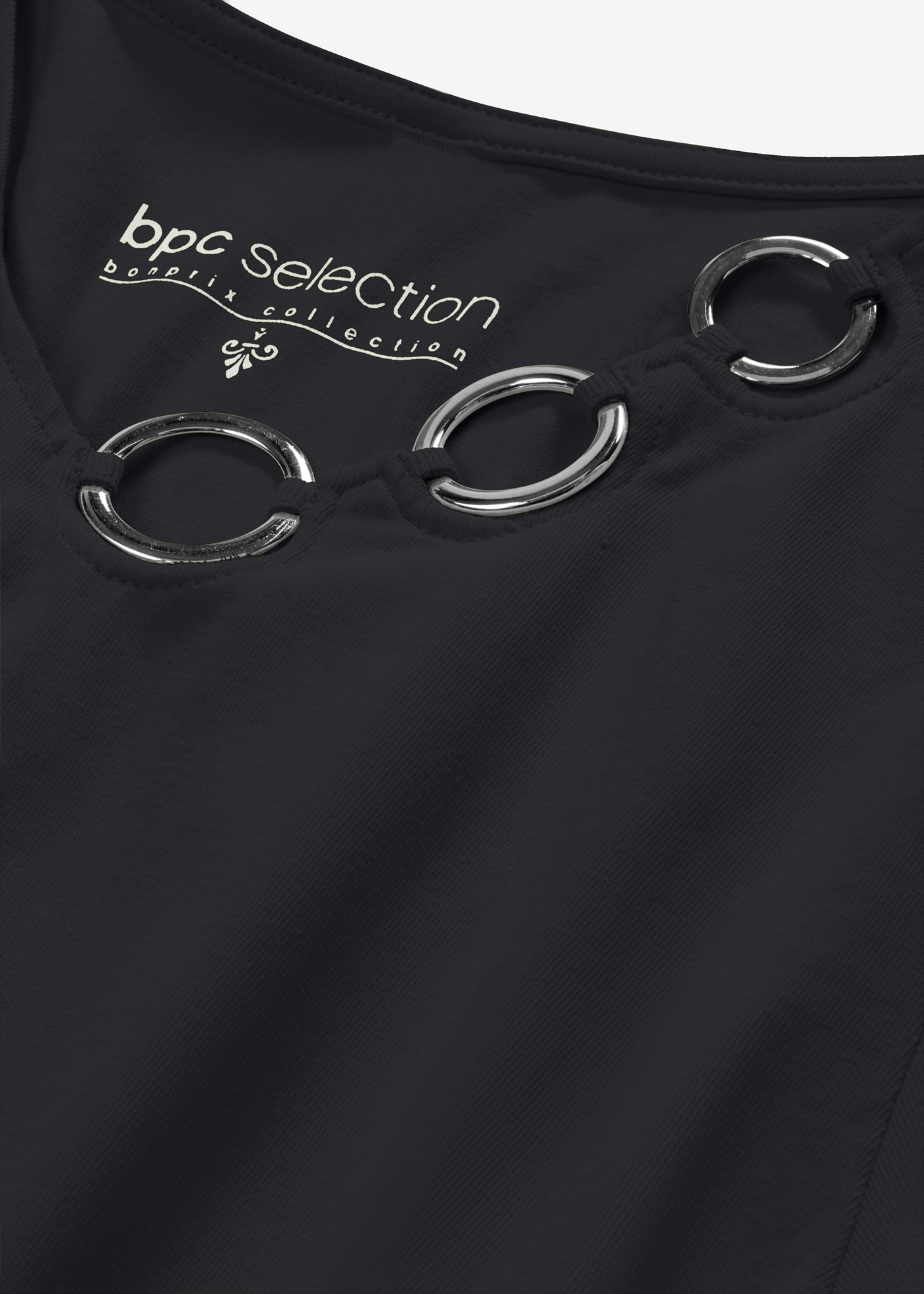 bonprix Langarmshirt bequeme Passform, Langarm, tolle Ösen-Details