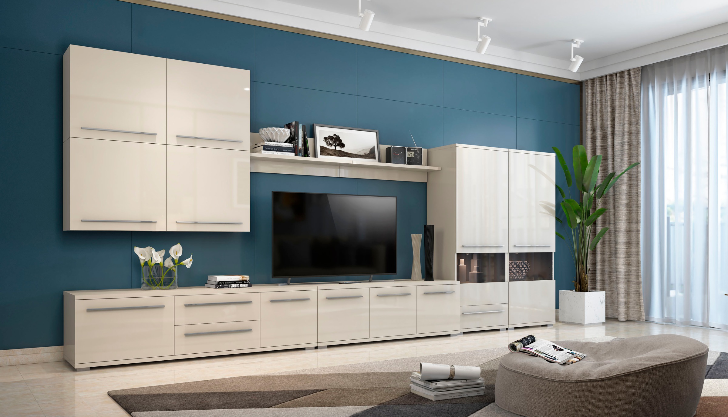 PLACES OF STYLE Lowboard »Piano TV-Kommode in Breite 165 oder 180 cm mit Soft-Close-Funktion« Hochglanz UV-lackiert, Br 180 cm mit versch. Tür- und Schubkastenmaße