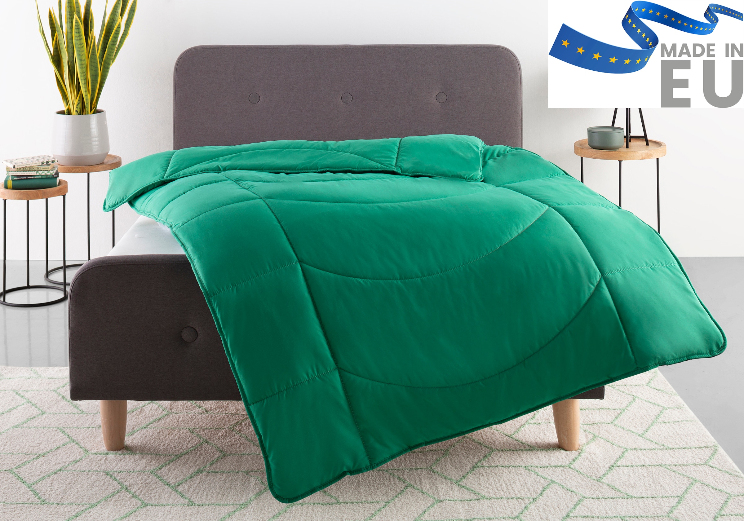OTTO home Microfaserbettdecke "Microlux, Bettdecke 135x200 cm und Übergrößen bis 240x220cm" leicht Füllung Feuchtigkeitsregulierende 3D Klimafaser (Polyester) 1 Stk. tlg. fest versteppter Bezug - keine Bettwäsche nötig, Sommer, Winter