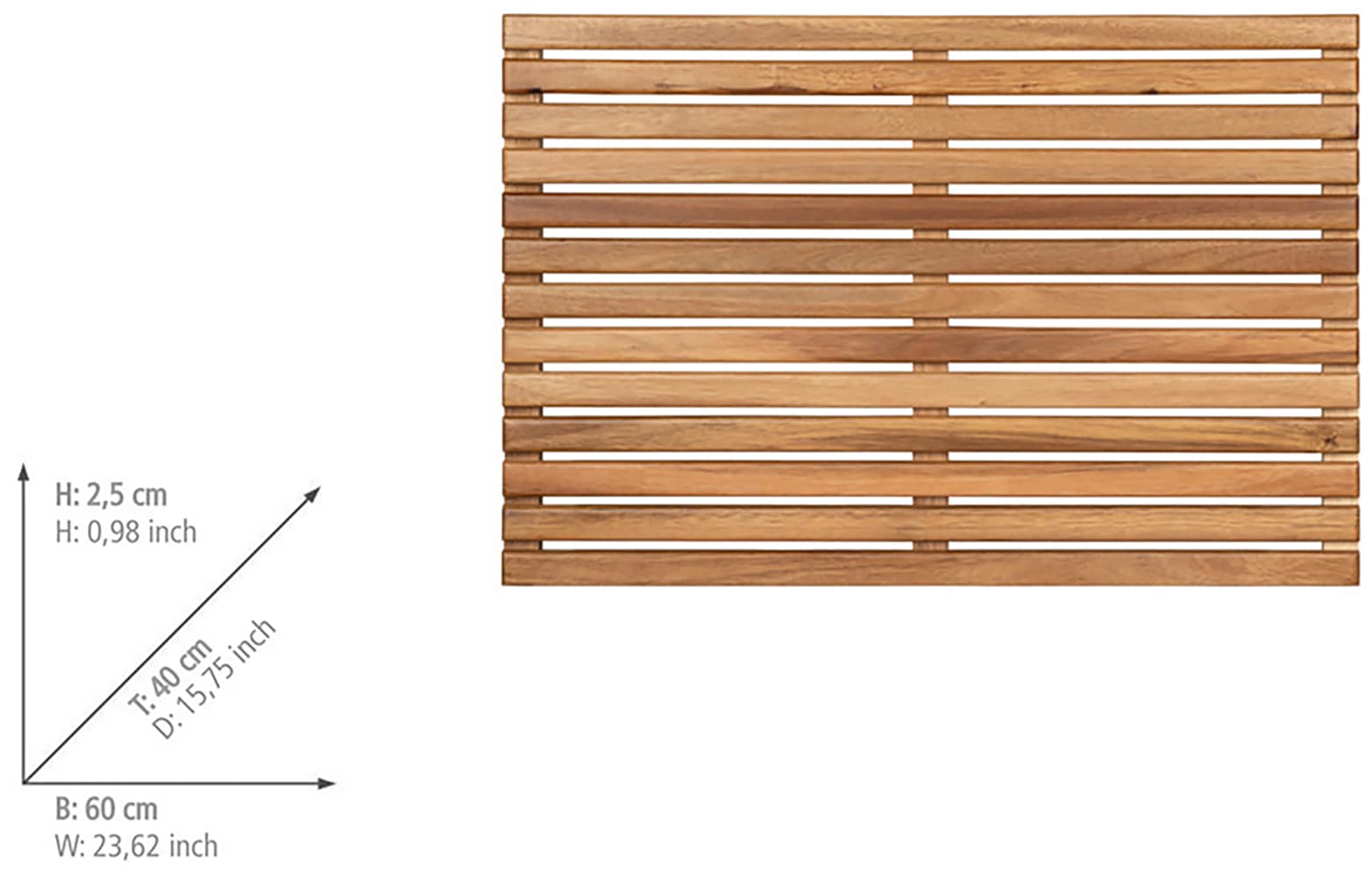 WENKO Duschmatte »Modell Indoor & Outdoor«, Duschrost aus Akazienholz, stabil, rutschhemmende Unterseite