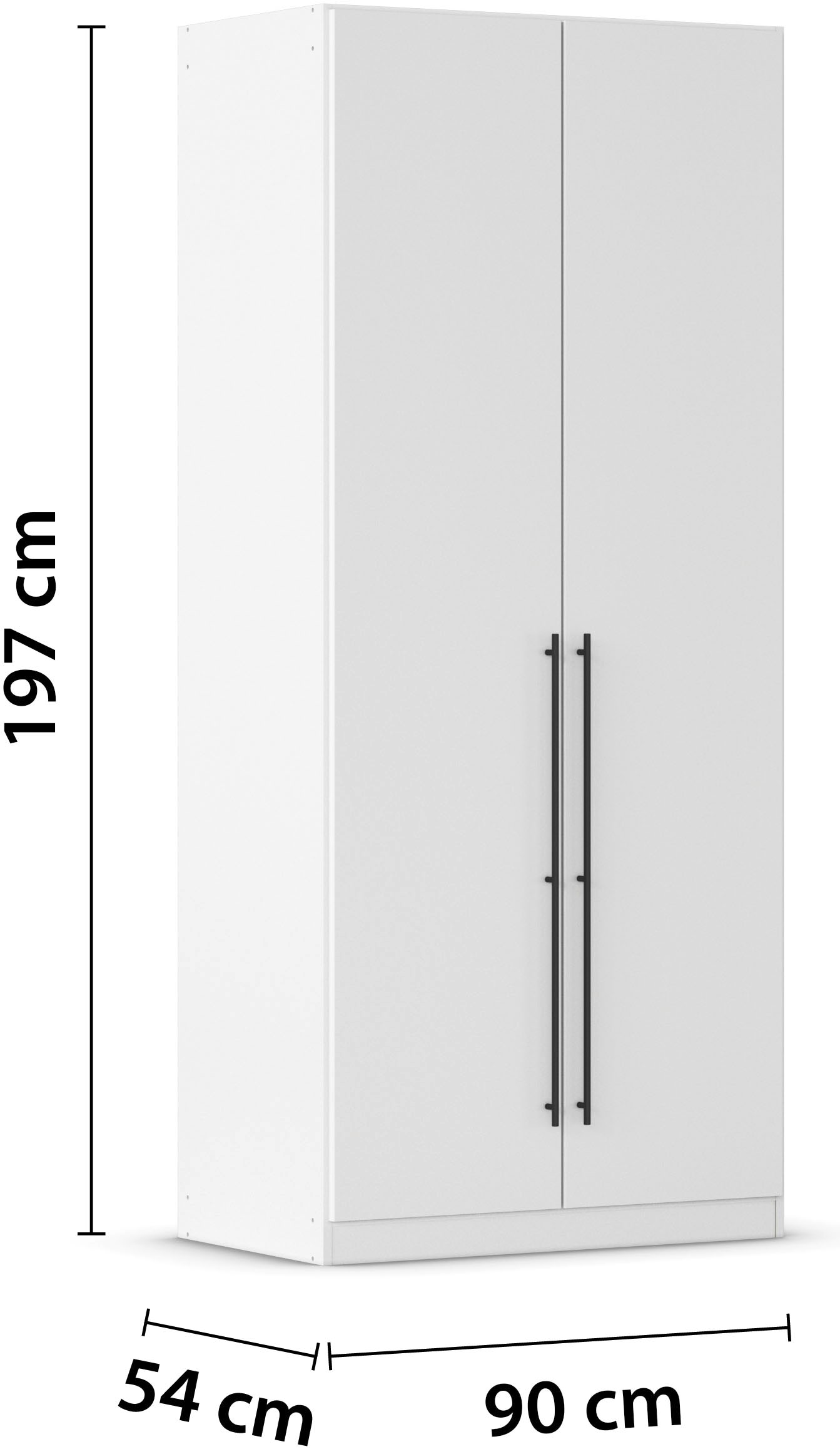 rauch Kleiderschrank »Drehtürenschrank Schrank Garderobe Wäscheschrank Schlafzimmer AVOLA« in 3 verschiedenen Ausstattungen BASIC/CLASSIC/PREMIUM,  mit hochwertigen Stangengriffen in Schwarz aus Metall MADE IN GERMANY