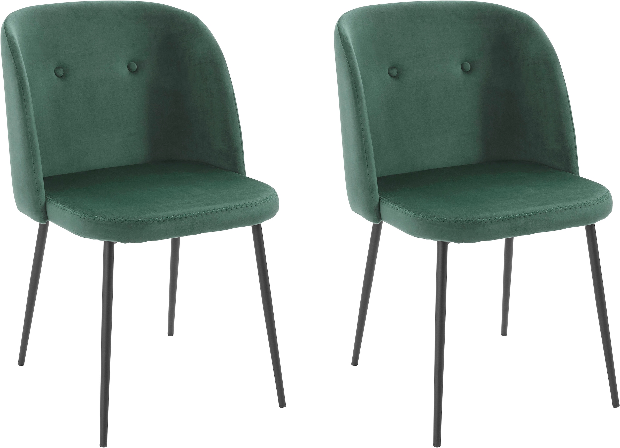 Homexperts Esszimmerstuhl »Micky«, (Set), 2 St., Samtstoff, Bezug in Samtstoff mit zick-zack Naht