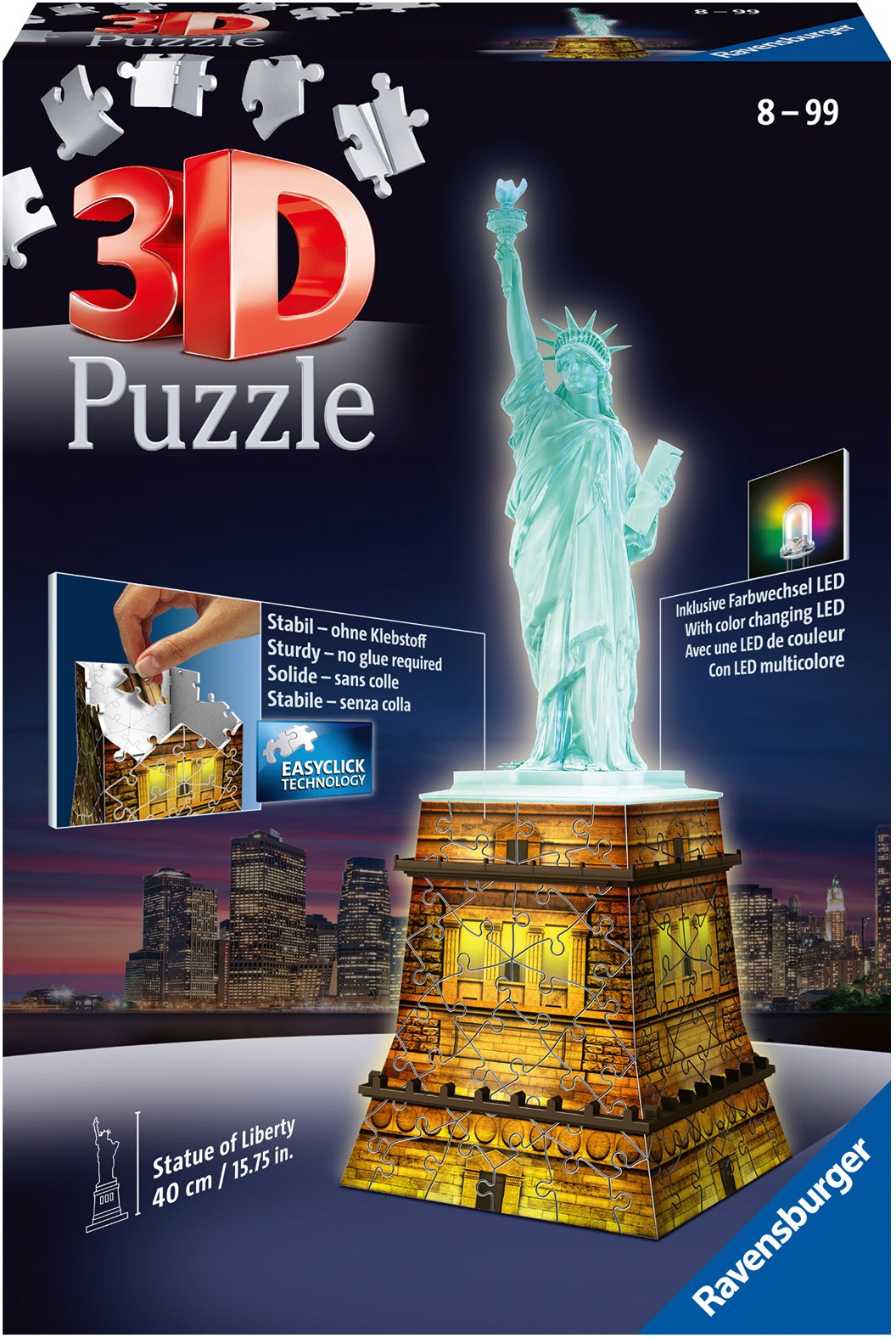 Ravensburger 3D-Puzzle »Freiheitsstatue bei Nacht«, mit Farbwechsel LEDs; Made in Europe, FSC® - schützt Wald - weltweit