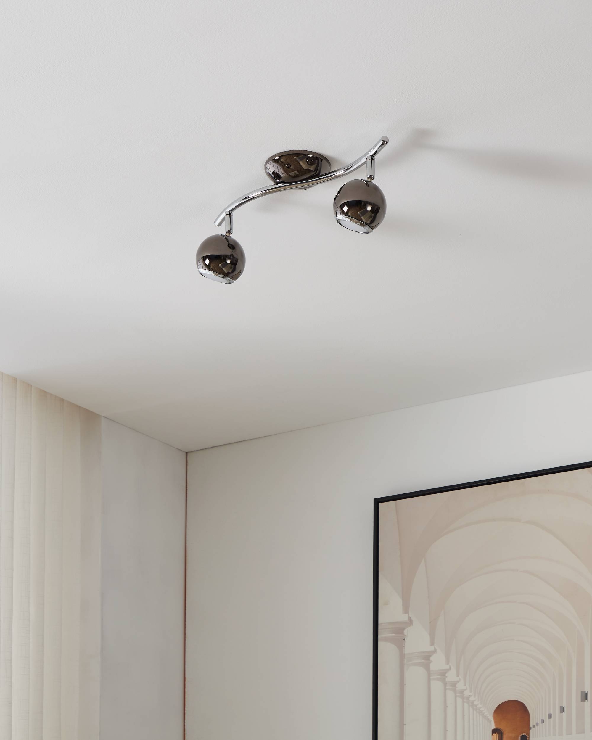 EGLO Deckenleuchte »Bimeda Deckenlampe, Flurlampe, Deckenstrahler aus Metall, GU10, Lampe« GU10 1 Stk. Warmweiß Spot - L36,5 x B10 cm - nickel-nero, chrom - 2X2,8W inkl.