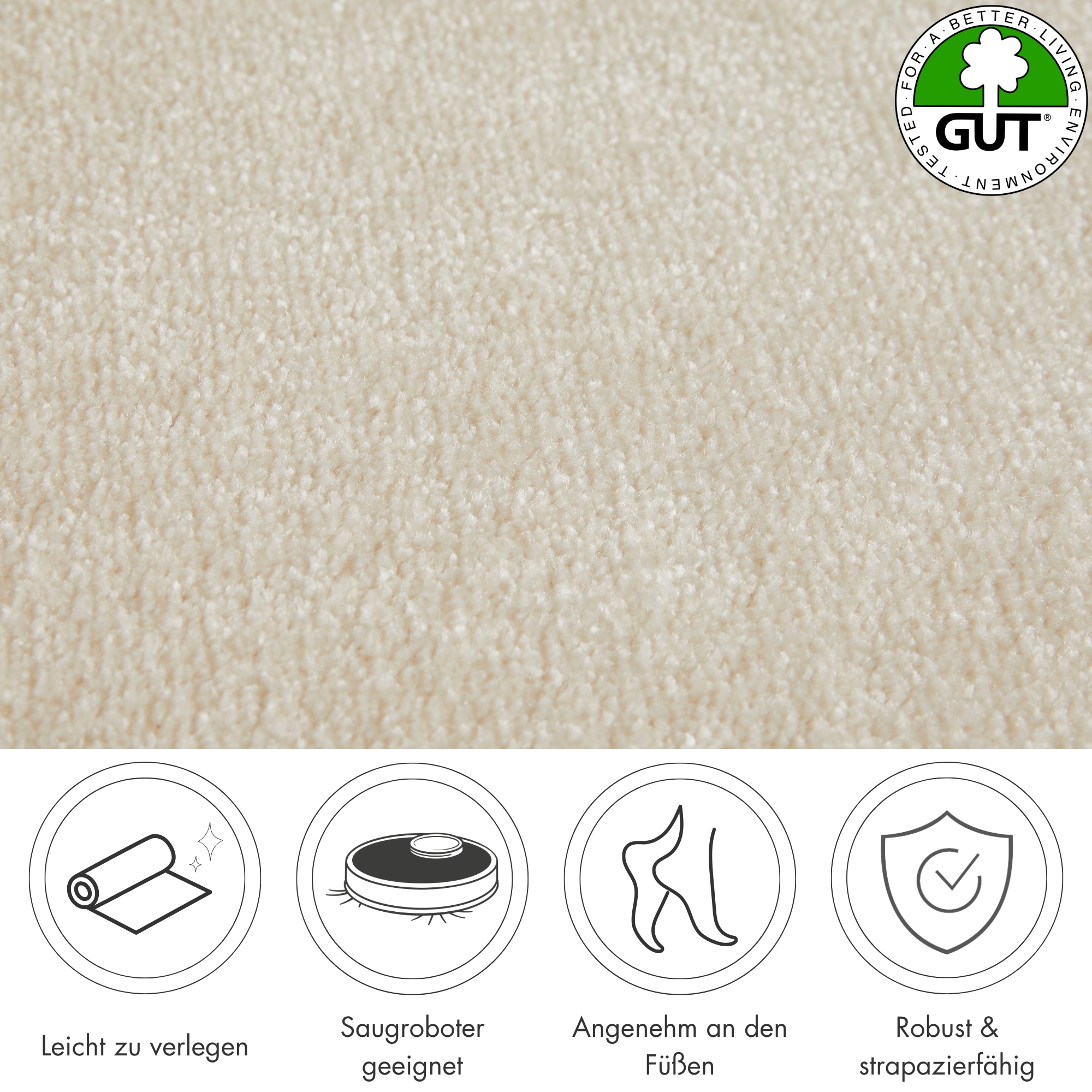 Andiamo Teppichboden »Levin, Velours, Gesamthöhe 10 mm, Made in Belgium« rechteckig Uni Farben, Breite 400 cm oder 500 cm, weiche Qualität