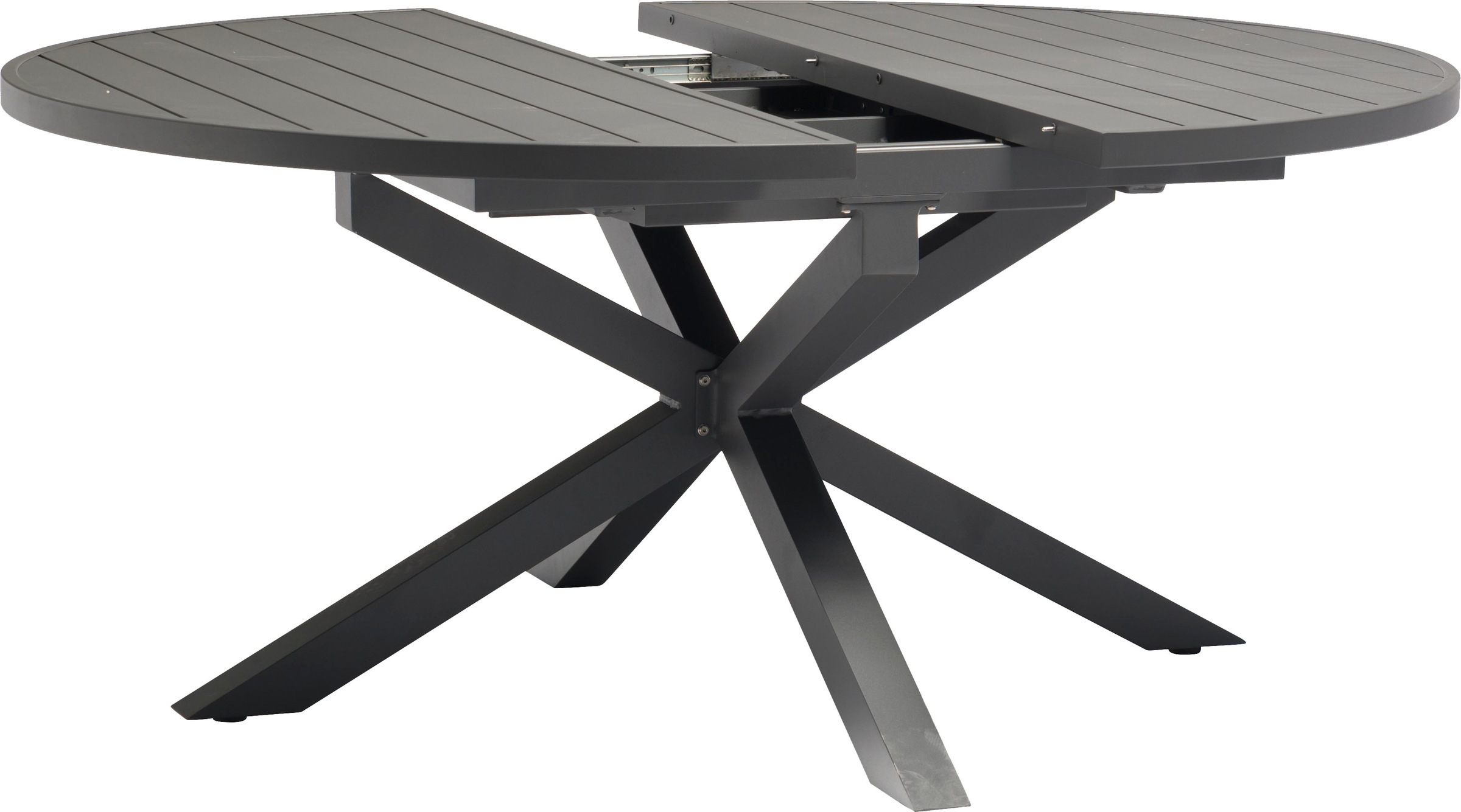 Destiny Garten-Essgruppe »COSTA HL ARONA«, (Set, 5 tlg., 1 Ausziehtisch, 4 Hochlehner verstellbar), (Set, 5-tlg., 4 Hochlehner, 1 Ausziehtisch Ø 120/170x75cm) Aluminium