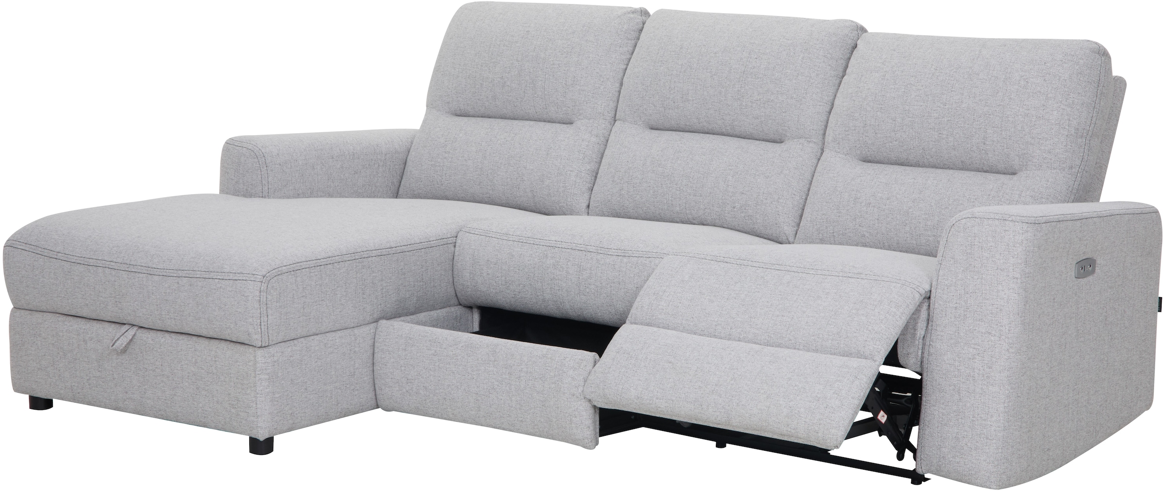Home affaire Ecksofa »VENOIR, L-Form, 250 cm, manuelle u. elektrische Funktion (m. USB A/C)«, Stauraum unter der Recamiere, 2. Staufach, Federkern