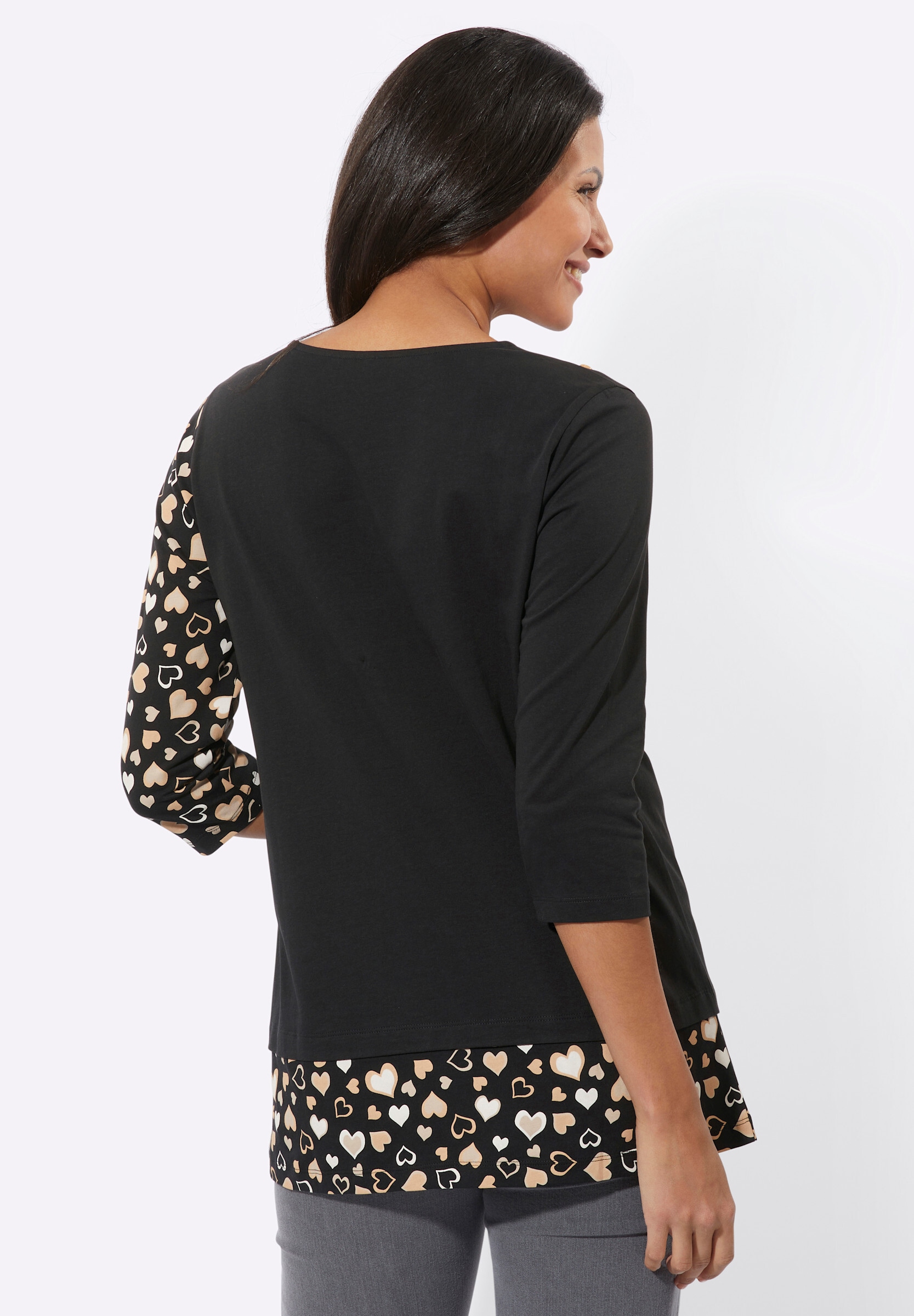 Sieh an! Longshirt »Longshirt Longshirt mit Herzchen-Einsätzen«