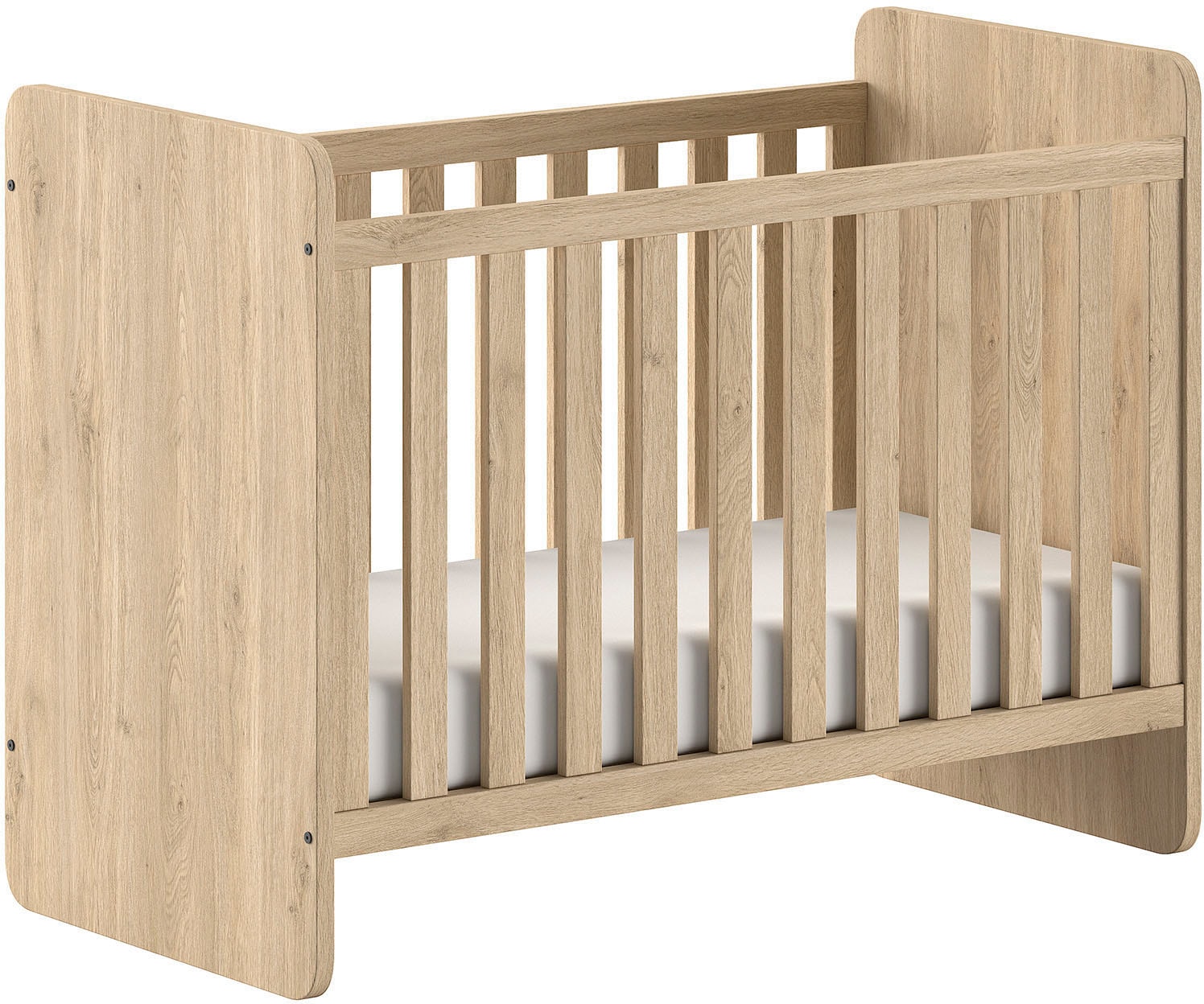 Vipack Babybett »SAM 60/120 cm, später umbau bar zum Juniorbett 90/200 cm« 3-fach verstellbarer Lattenrost beim Babybett, Eiche Dekor Oberfläche