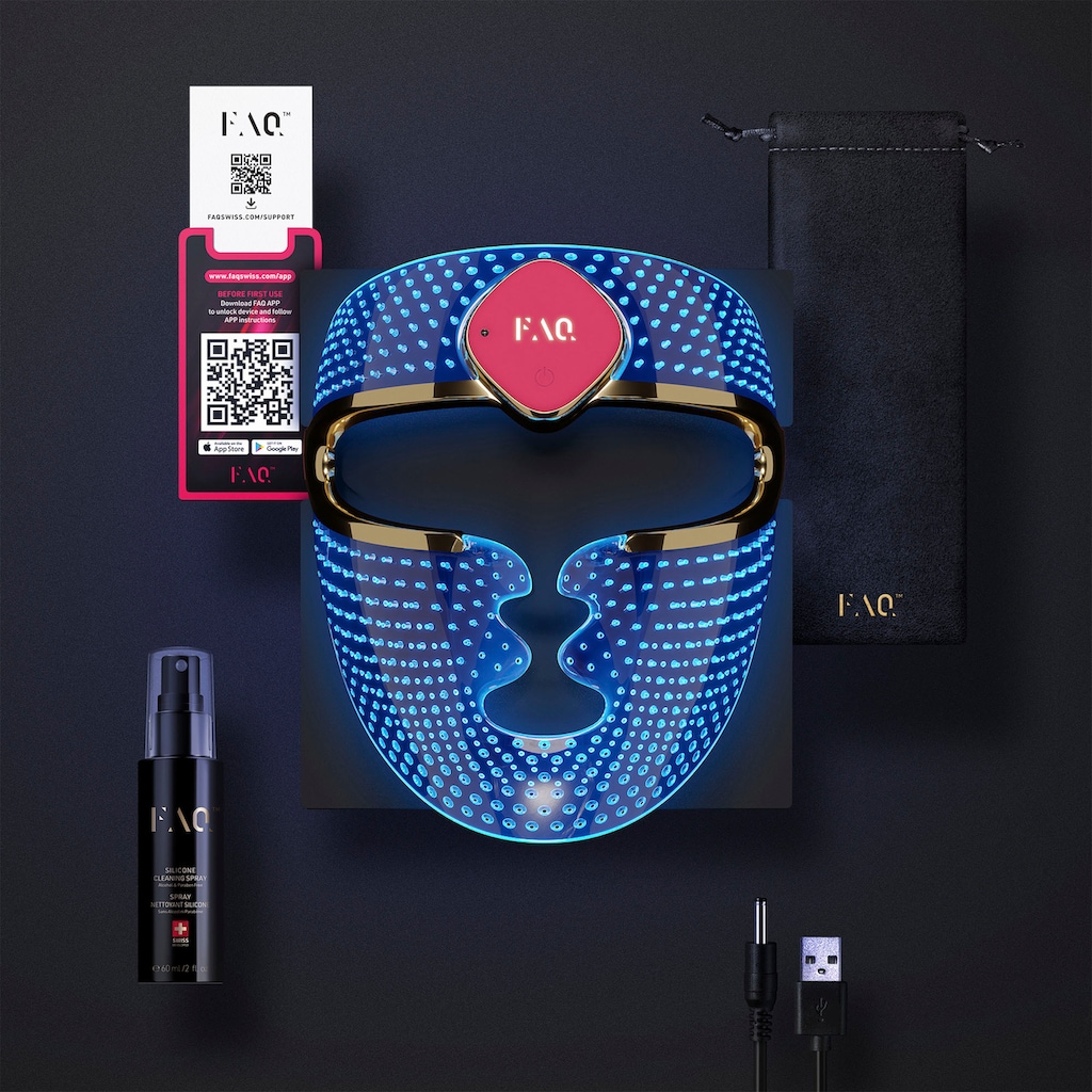FAQ™ Mikrodermabrasionsgerät »FAQ™ 201 Silicone LED Face Mask«, LED Gesichtsmaske mit 3 Farben
