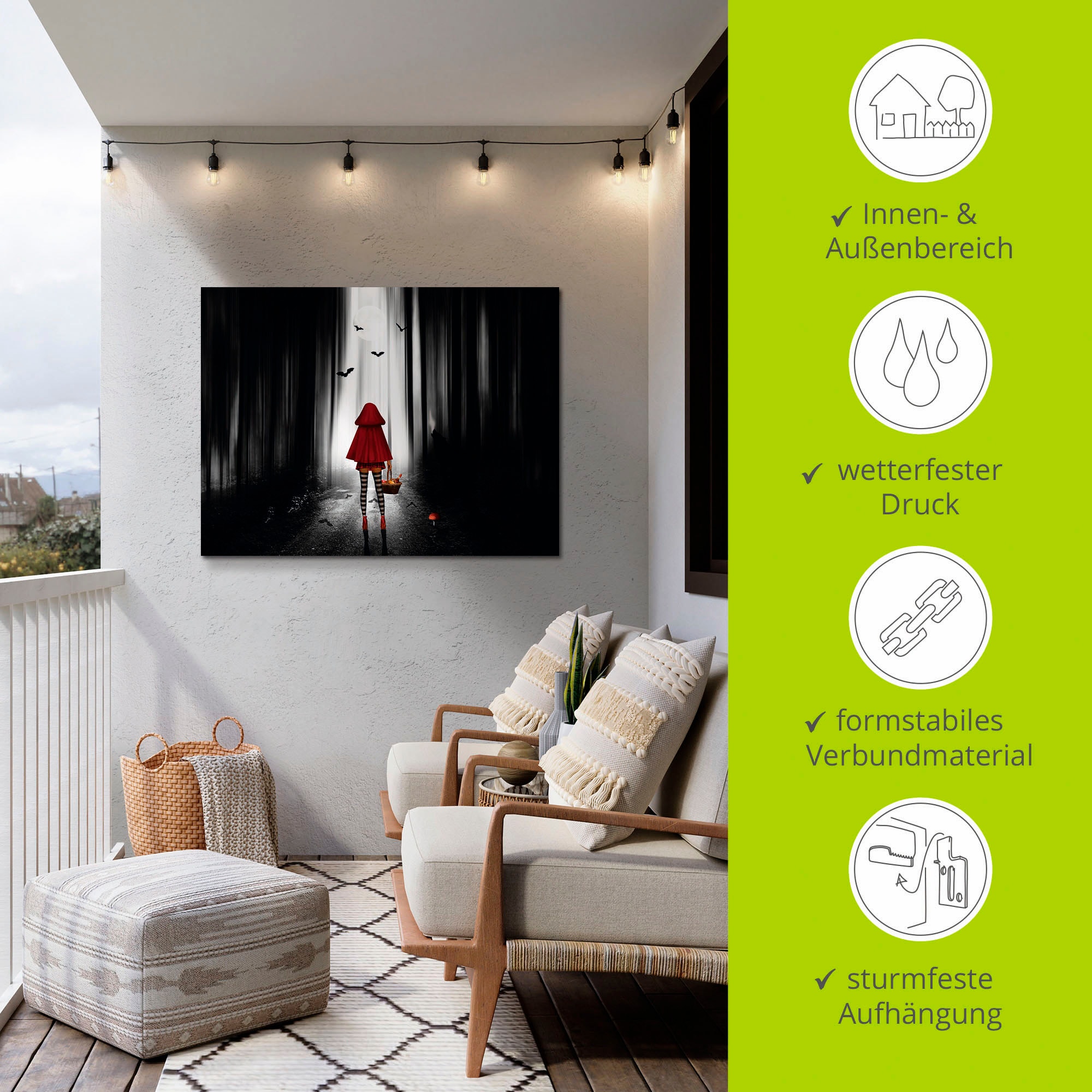 Artland Leinwandbild »Das Rotkäppchen auf High Heels« Dark Fantasy 1 Stk. tlg. auf Holzrahmen gespannt