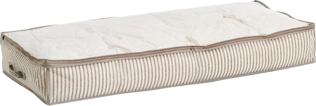 Aufbewahrungsbox m. Deckel Stripes, Vlies, beige