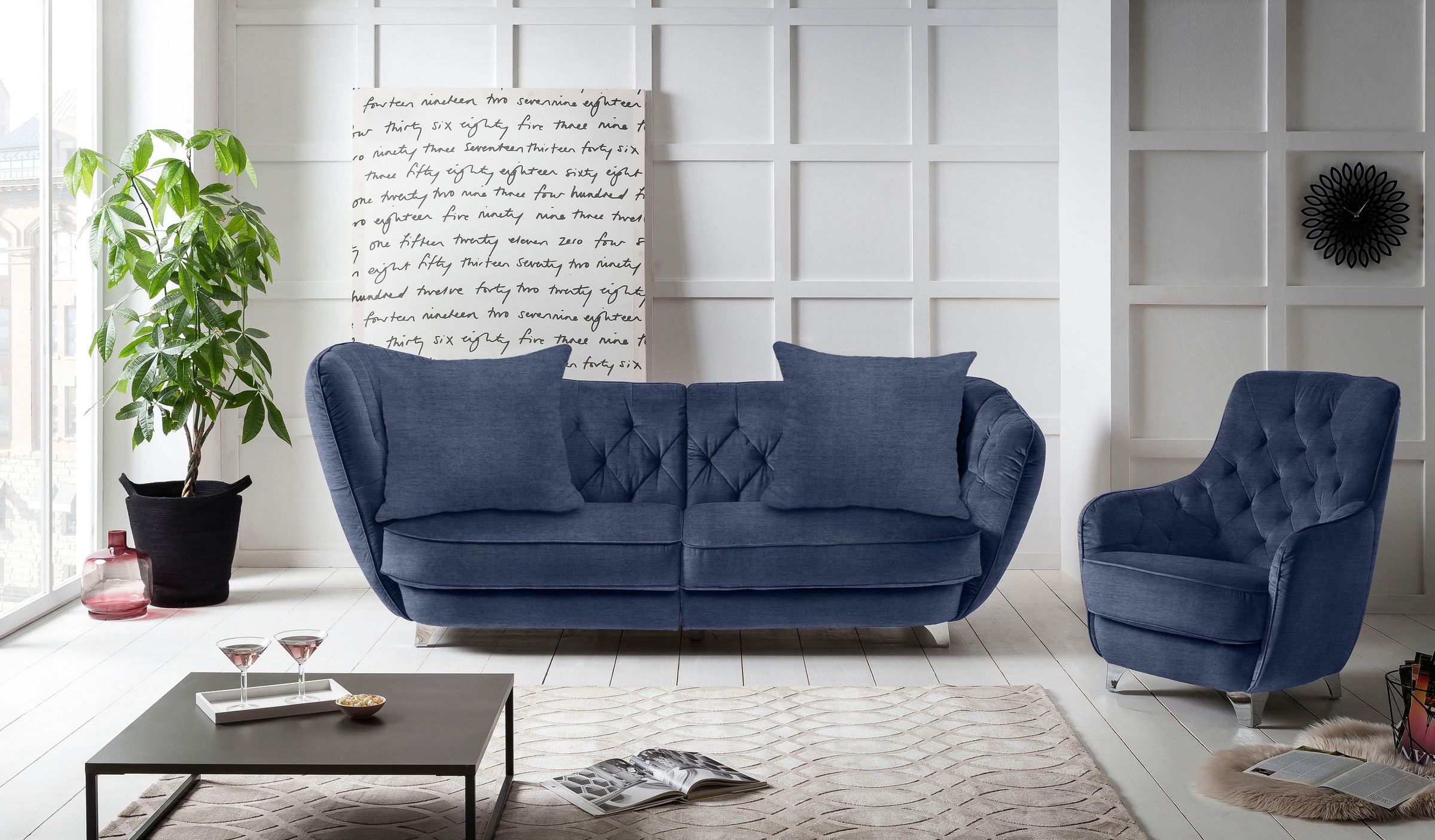 Leonique Big-Sofa »Retro«, stylischer Hochlehner