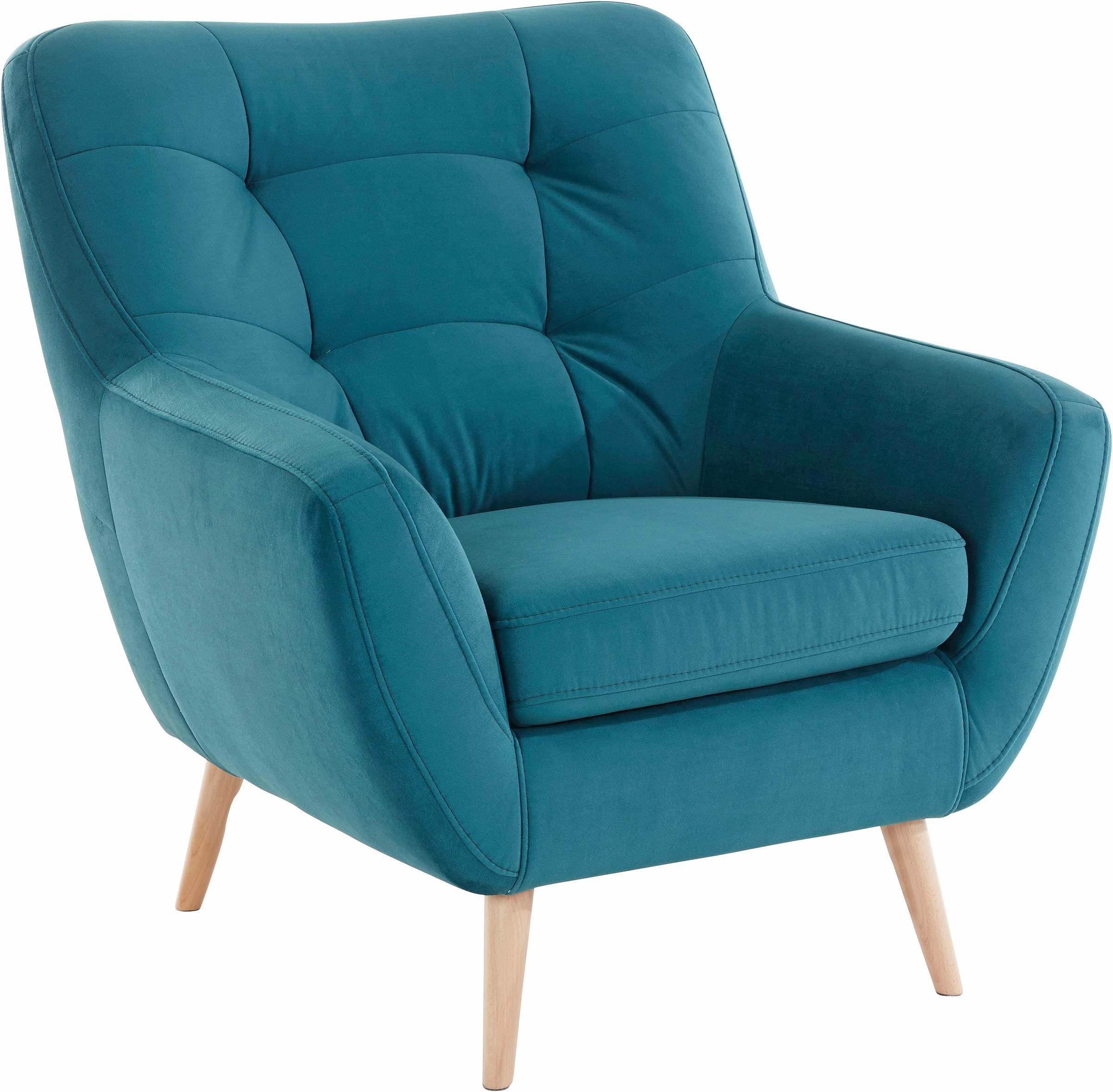 exxpo - sofa fashion Sessel "Scandi, Loungesessel mit tollem Sitzkomfort, hochwertige Polsterung" bequem, hohe Holzfüße