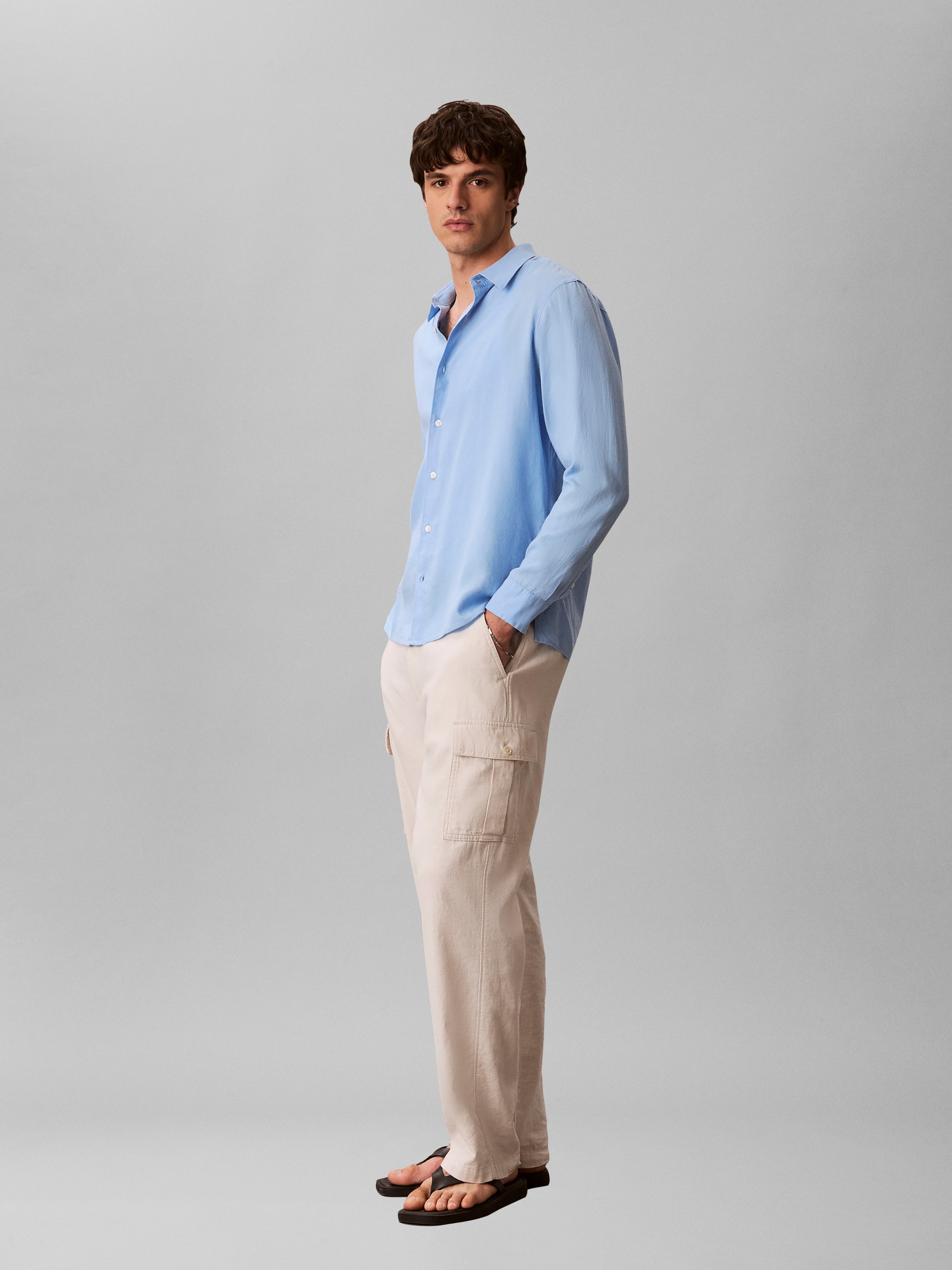 Calvin Klein Leinenhemd »SOLID LINEN CLASSIC« Kentkragen, Regular Fit, Leinen-Viskosemix
