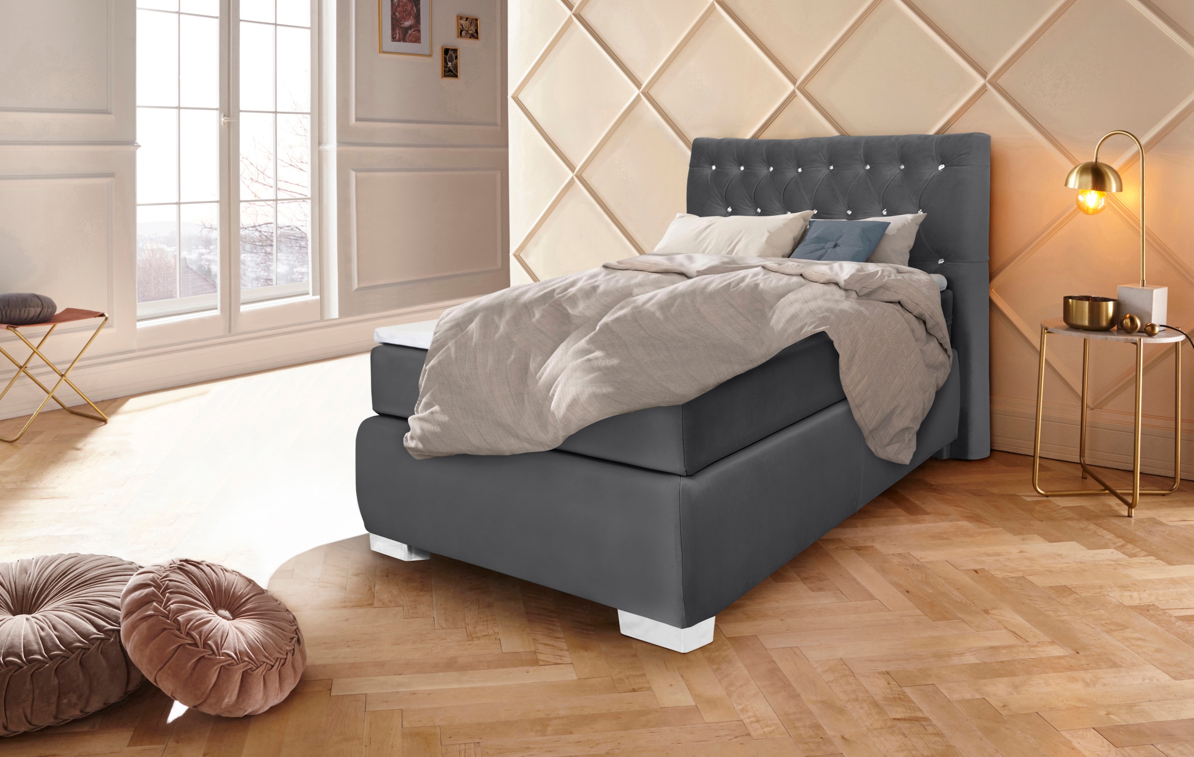 Leonique Boxspringbett »Rumba«, Taschenfederkern-Matratze in Härtegrad 3, in 4 Breiten, incl. Topper