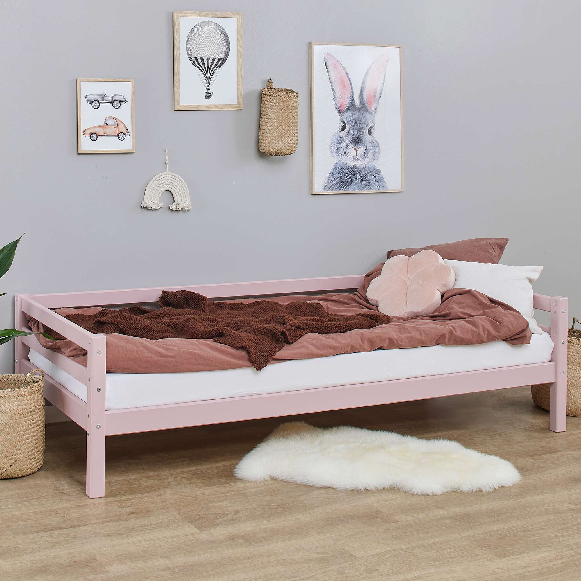 Hoppekids Daybett »Kinderbett ECO Dream, Einzelbett, Juniorbett 90x200«, (Bett), Weiß, Grün, Blau, Rosa, Grau