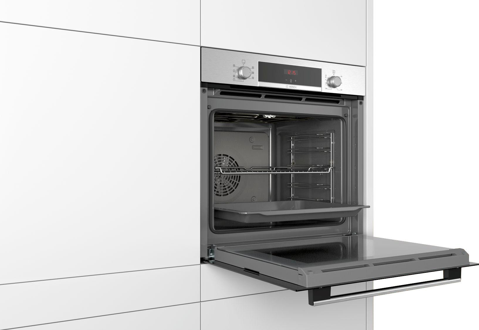 BOSCH Einbaubackofen »HBA533BS1«, 4, HBA533BS1, mit Teleskopauszug nachrüstbar, ecoClean Direct