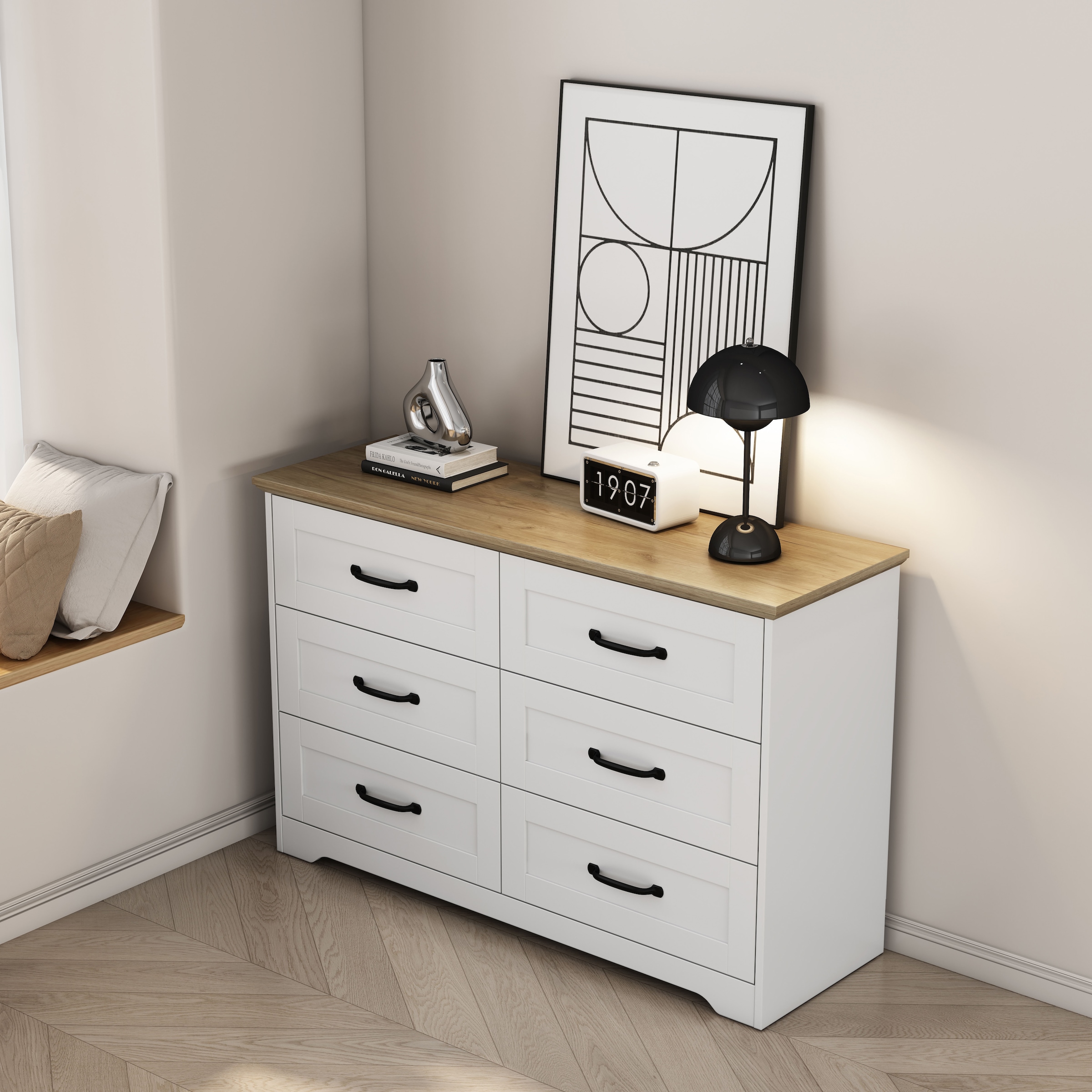 OTTO home Schubkastenkommode »Emmilia Sideboard Schubladenschrank Wäscheschrank im Landhaus Design« Scandi Design mit 6 Schubladen für viel Stauraum im Schlafzimmer,  Schrankkommode in hochwertiger Qualität
