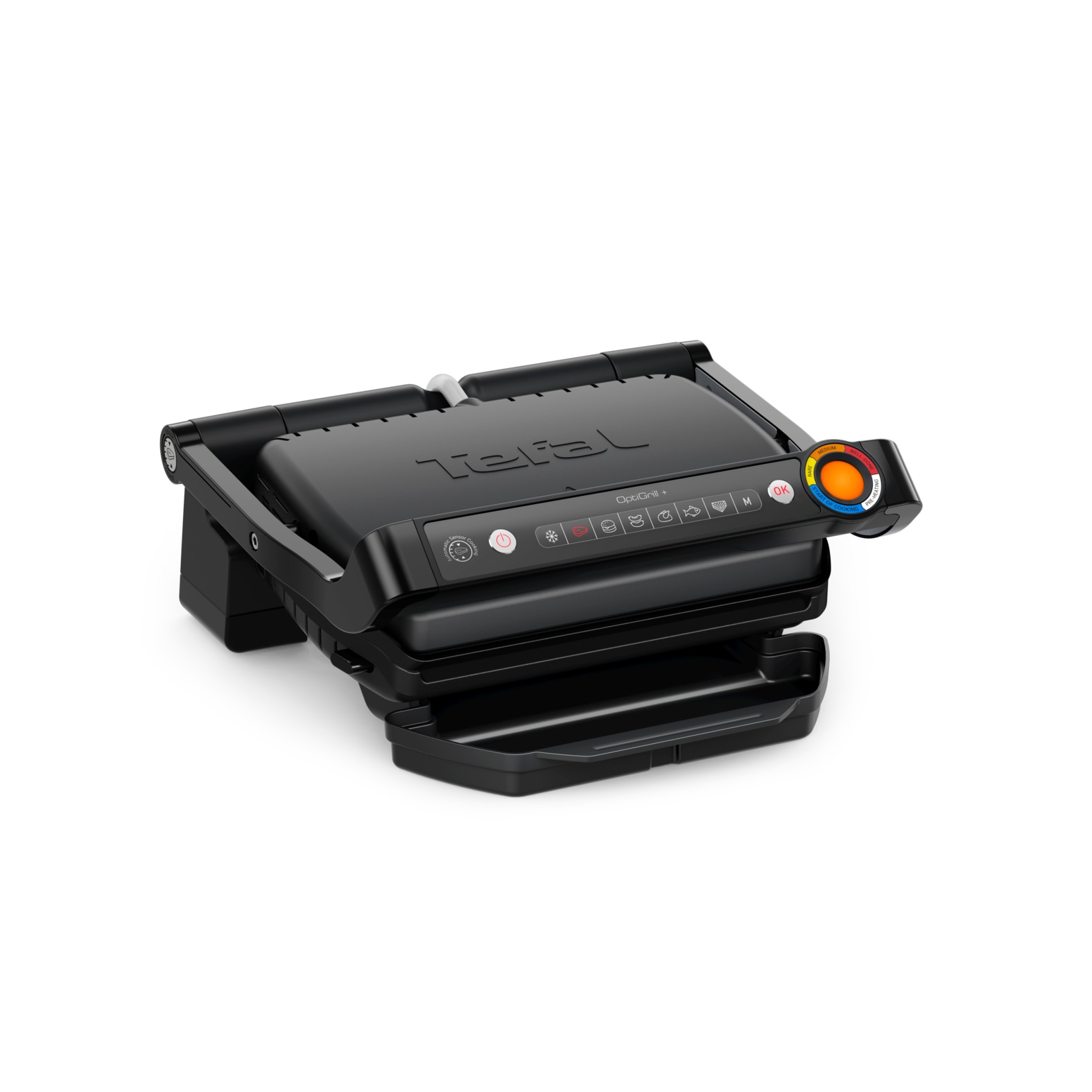 Tefal Kontaktgrill "OptiGrill+, erneuerte Kochstufenanzeige, 6 automatische Programme" 2000 W spülmaschinengeeignete Platten, inkl. MyTefal App,