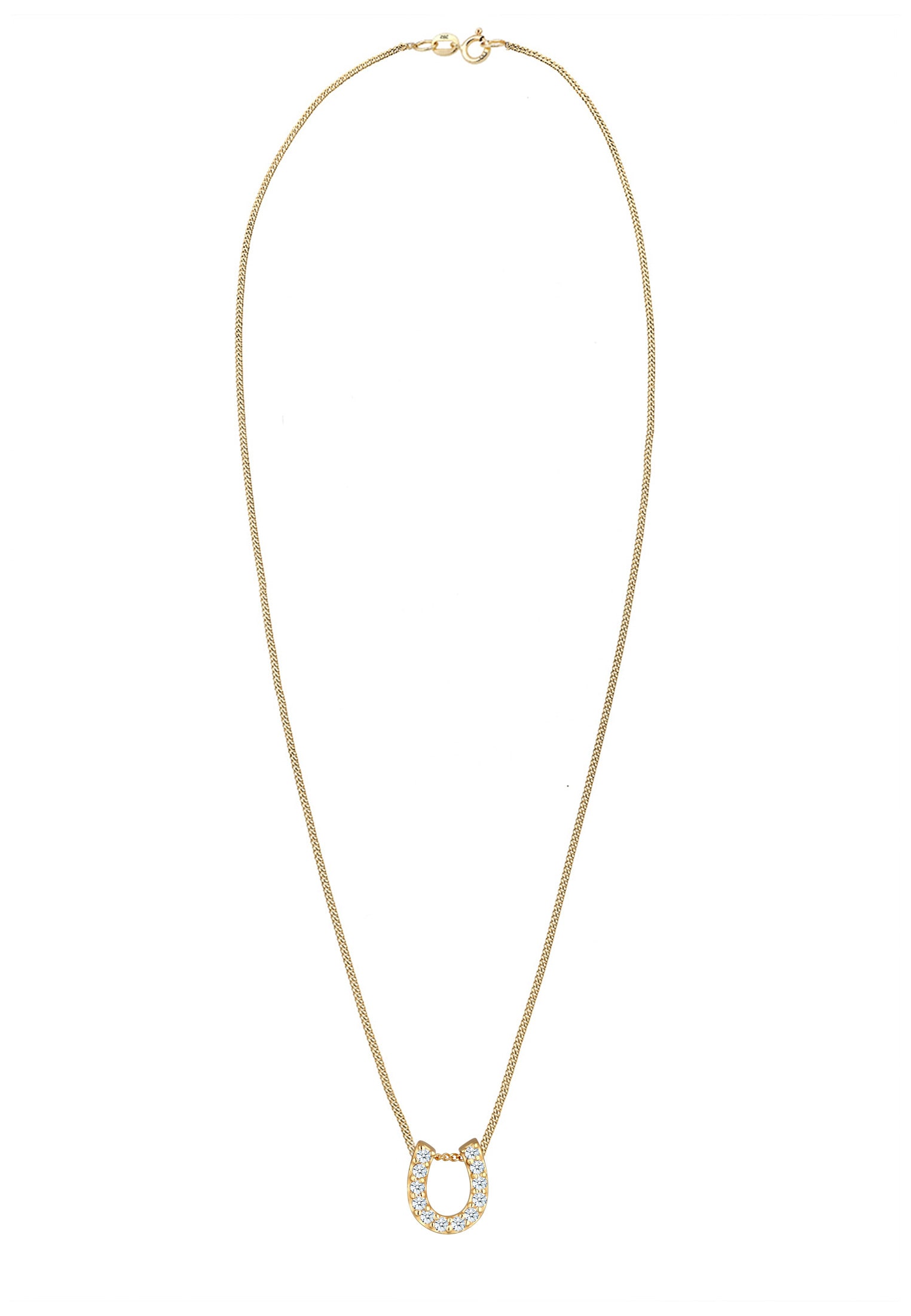 Elli DIAMONDS Silberkette »Halskette Hufeisen Diamant Weiß Brillantschliff (0.18ct) 585 Gelbgold«