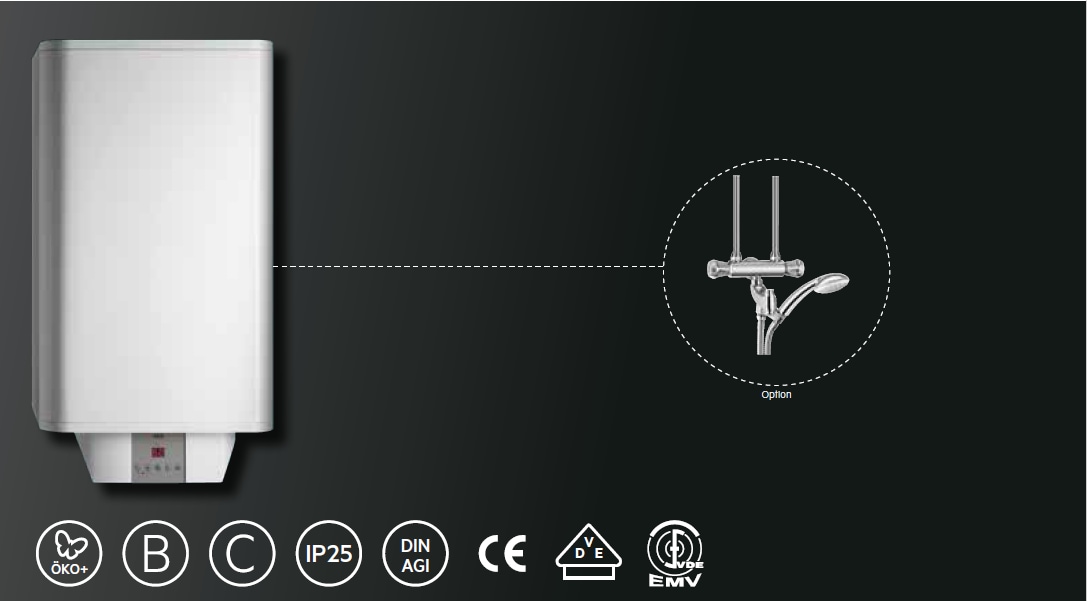 AEG Haustechnik Wandspeicher »DEM 80 Comfort EL, Wandspeicher 80 Liter«, energiesparend mit 3 Eco-Funktionen, gradgenaue Temperaturwahl