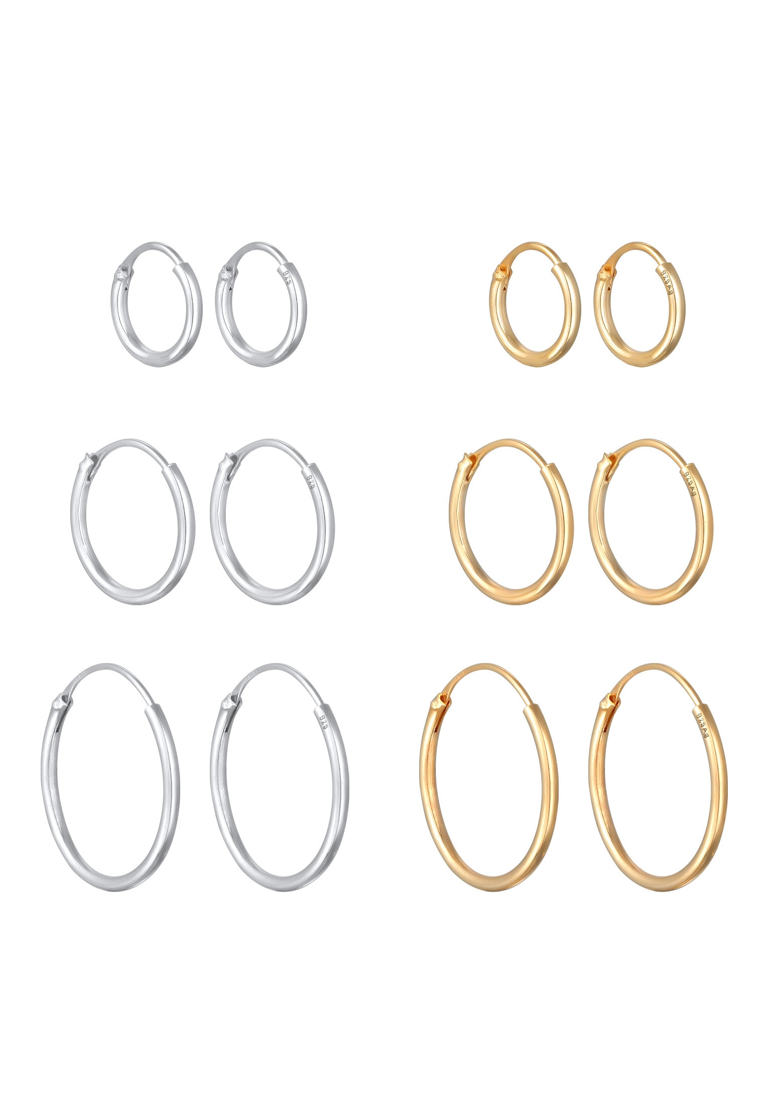 Elli Ohrstecker-Set »Ohrringe Creolen Basic 6er Set 925 Silber«