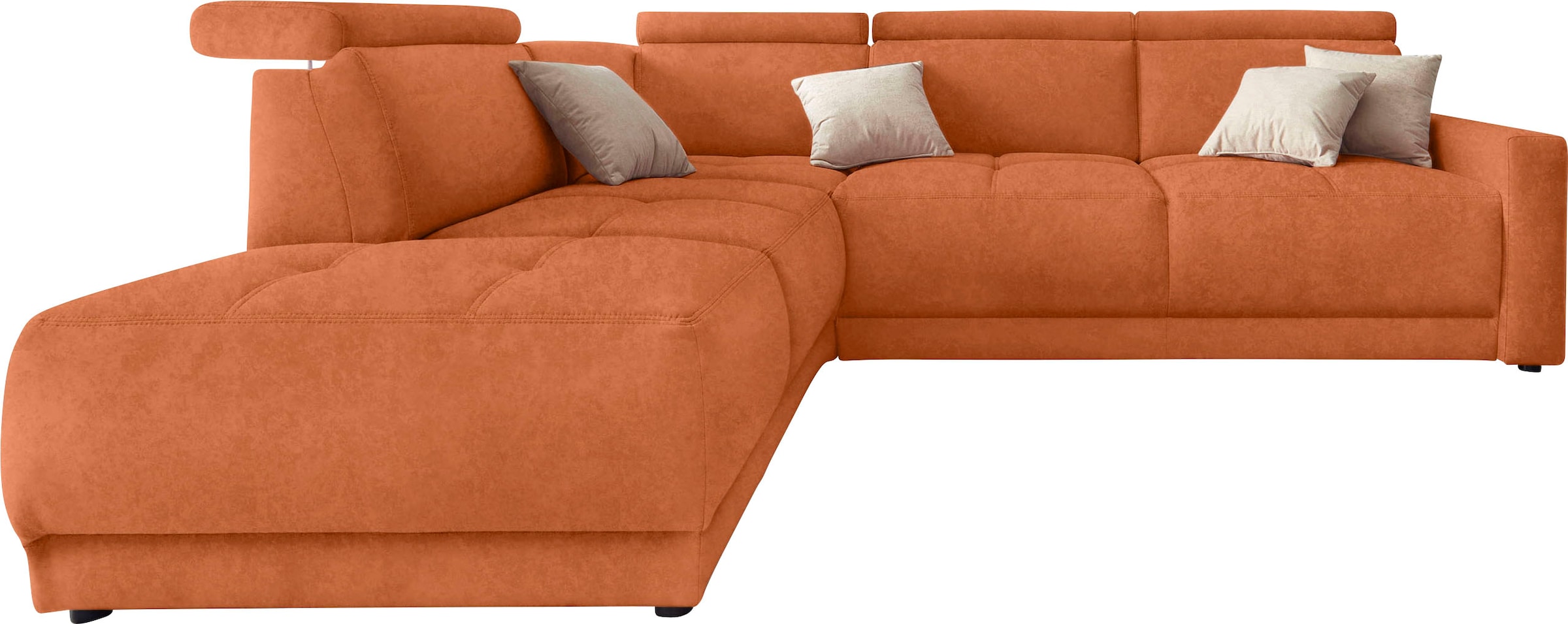DOMO collection Ecksofa »Ava, moderne Sitzheftung mit toller Doppelnaht, komfortabel, L-Form«, mit Ottomane, inkl. Federkern, wahlweise mit Kopfteilverstellungen