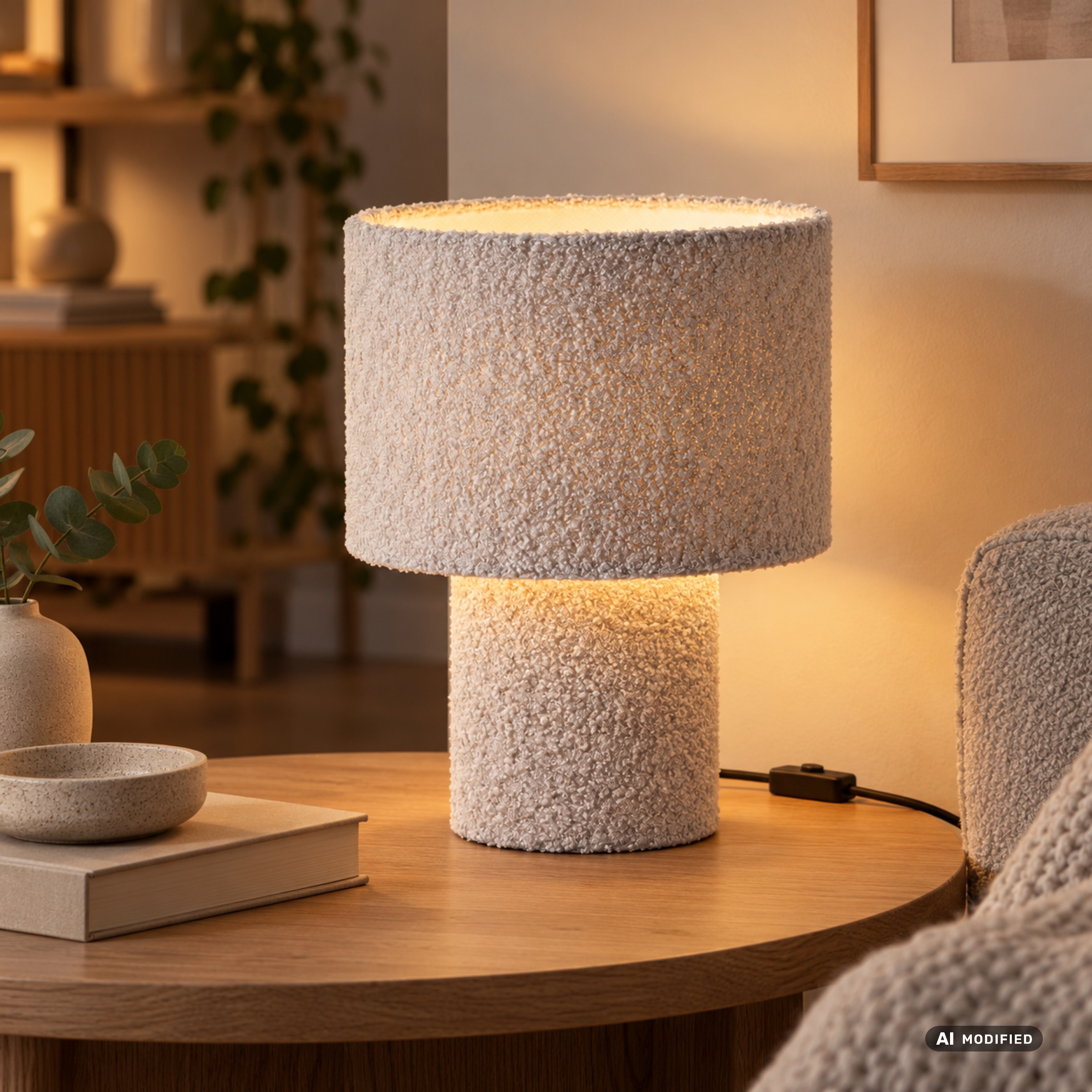 LeGer Home by Lena Gercke Tischleuchte »Debora« E27 1 Stk. Teddy-Stoff, Höhe 30 cm, Ø 23 cm, E27