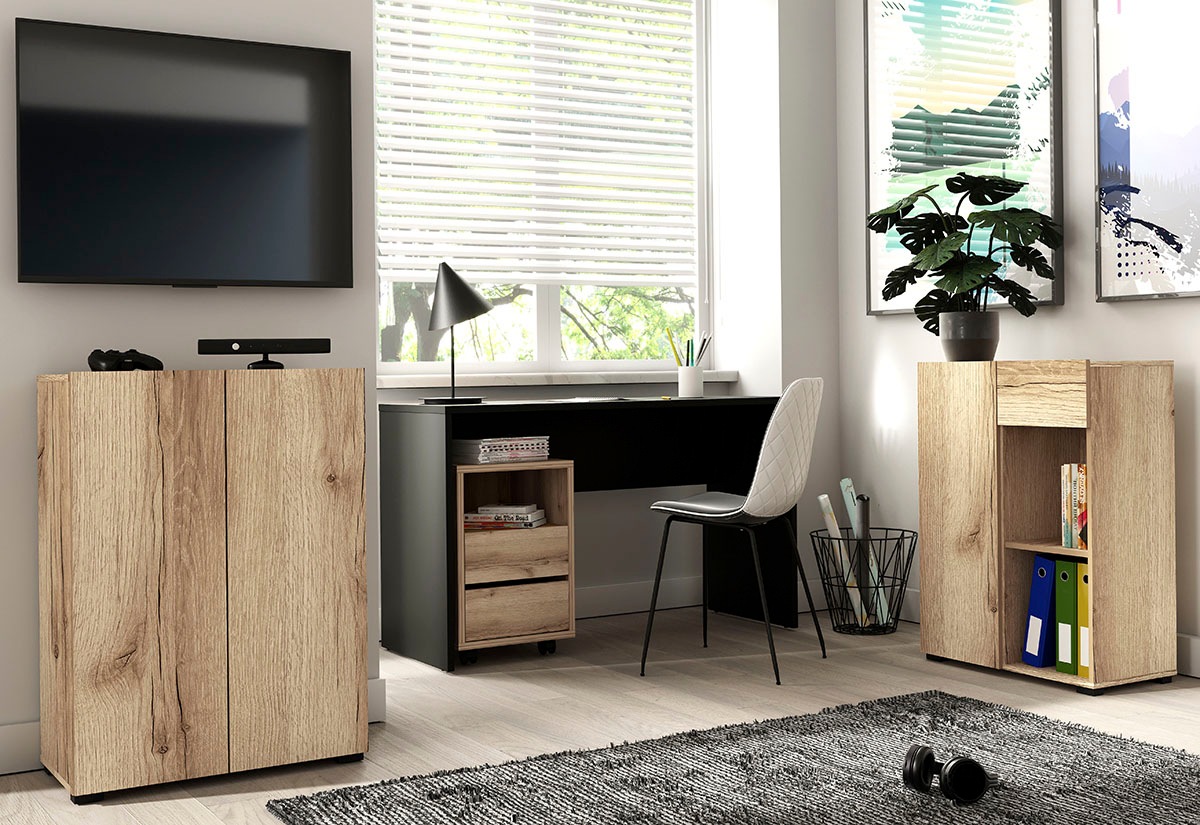INOSIGN Büromöbel-Set »Agapi«, (Set, 2 tlg.), bestehend aus Schreibtisch und Rollcontainer im modernen Design