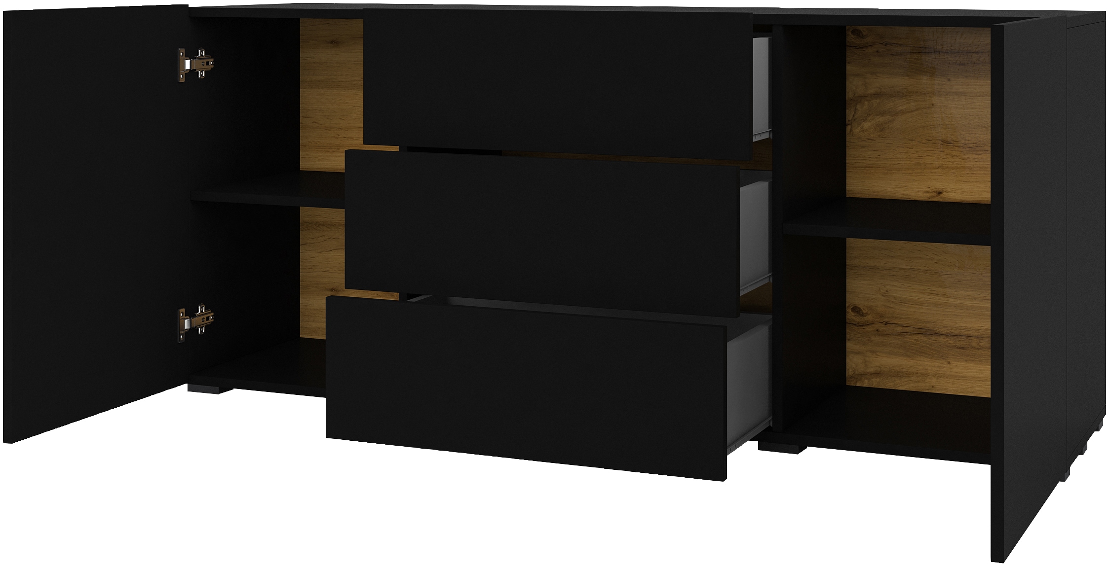 INOSIGN Sideboard »Ava, Breite 140 cm, hängend und stehend montierbar«, moderne grifflose Kommode, Schubladenschrank, 2Türen/3Schubkästen