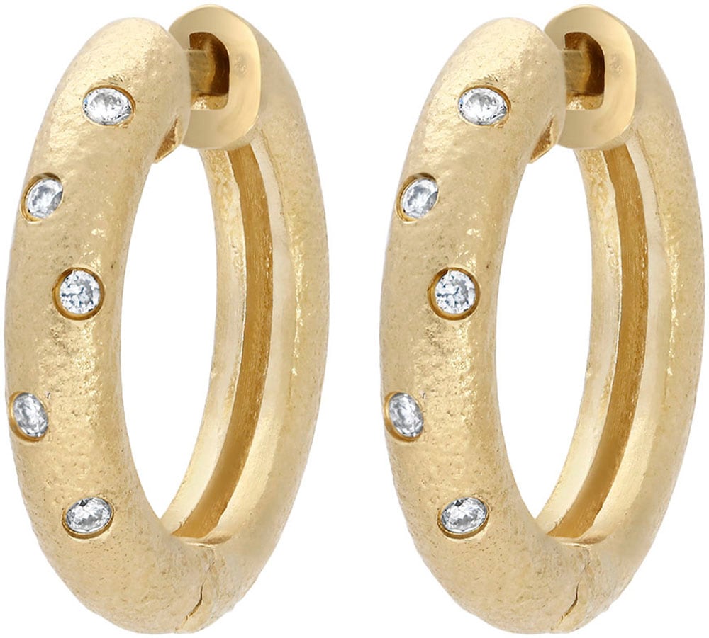 Firetti Paar Creolen »Schmuck Geschenk Gold 585 Ohrschmuck Ohrringe Sternenhimmel«