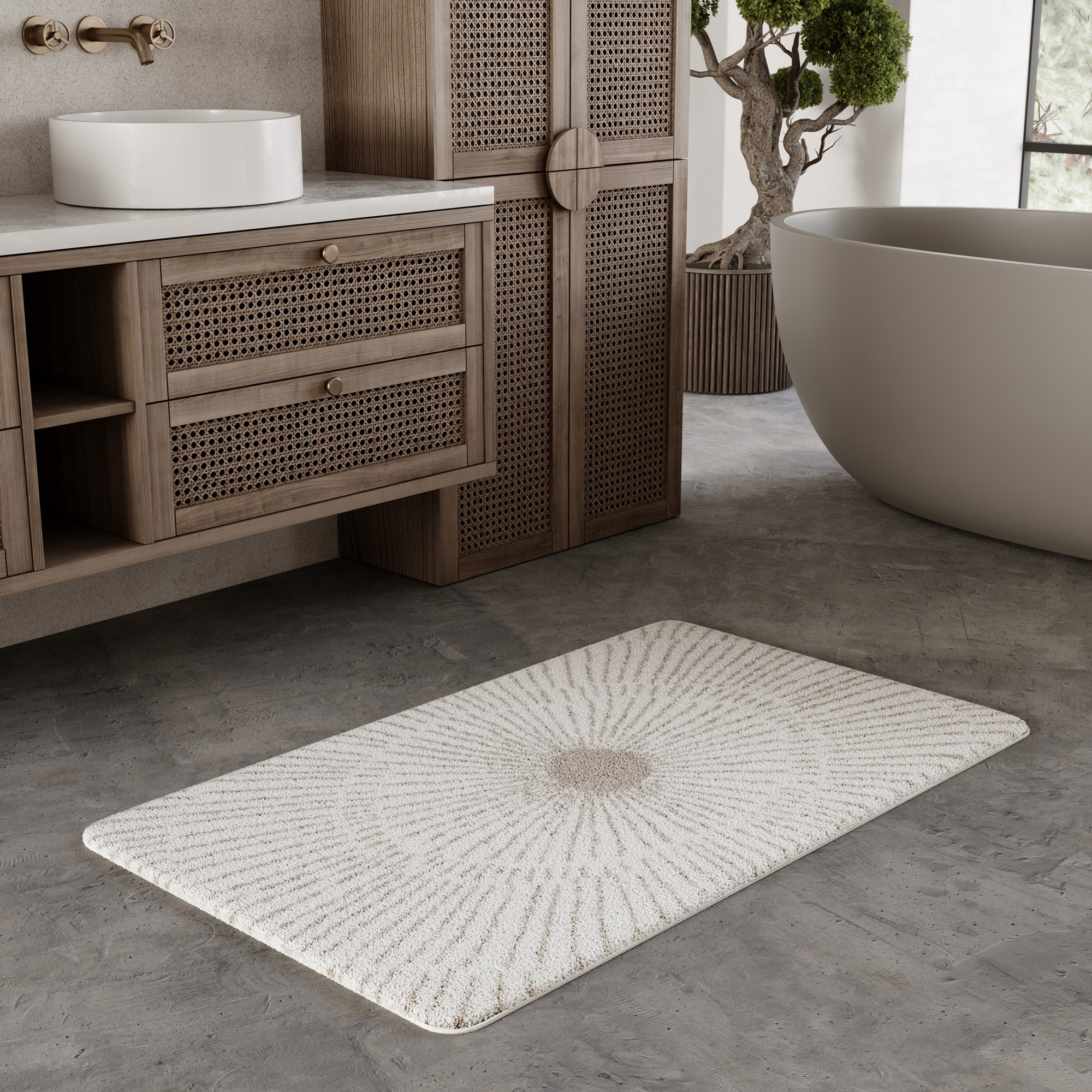 Wecon home Basics Badematte "Jasbeer" Höhe 15 mm waschbar, rutschfest, strapazierfähig, pflegeleicht mit Linien Design
