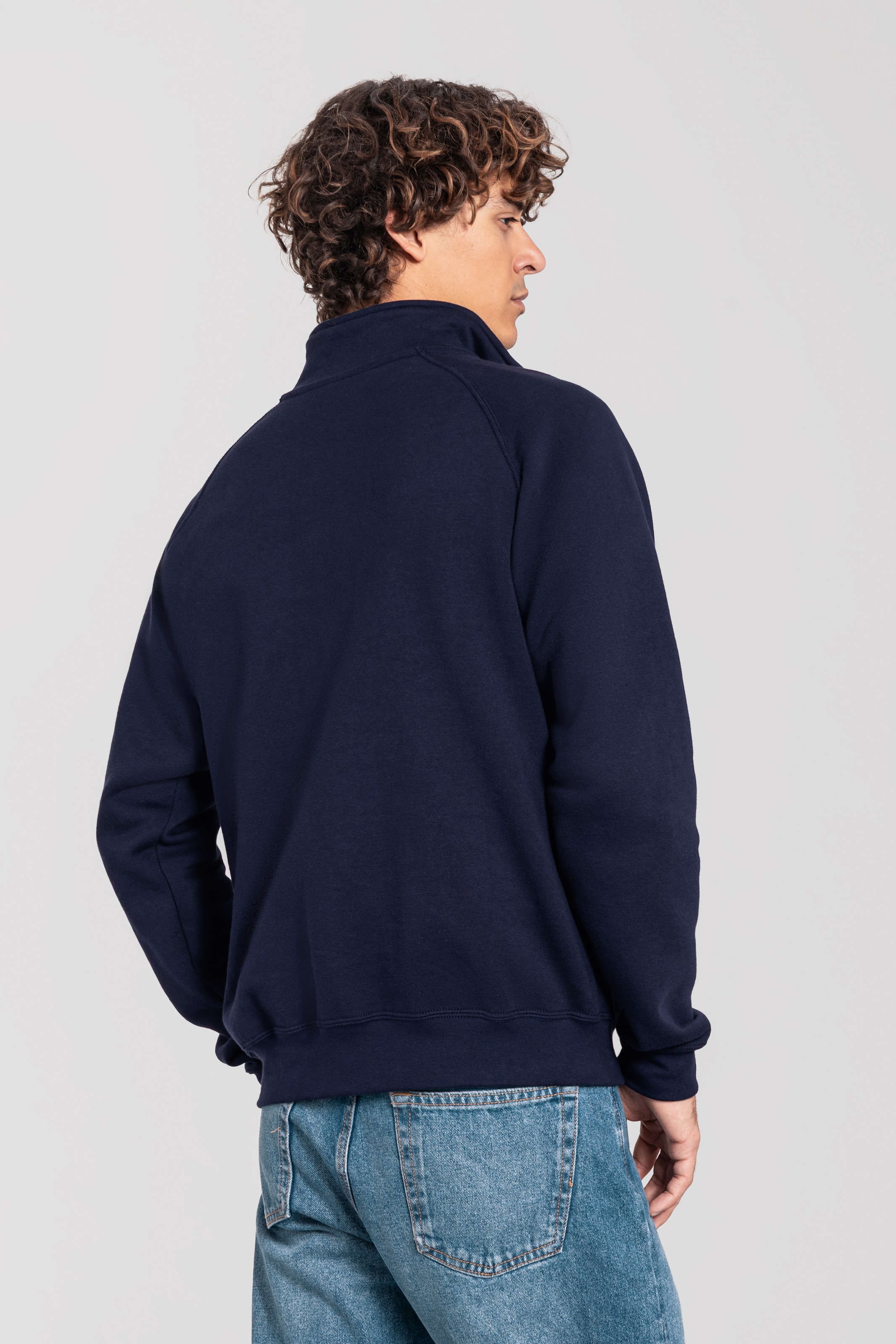 Fruit of the Loom Sweatshirt »Iconic Premium Zip Neck Sweat«, melierte Optik, aus Baumwolle und Polyester, in normaler Länge
