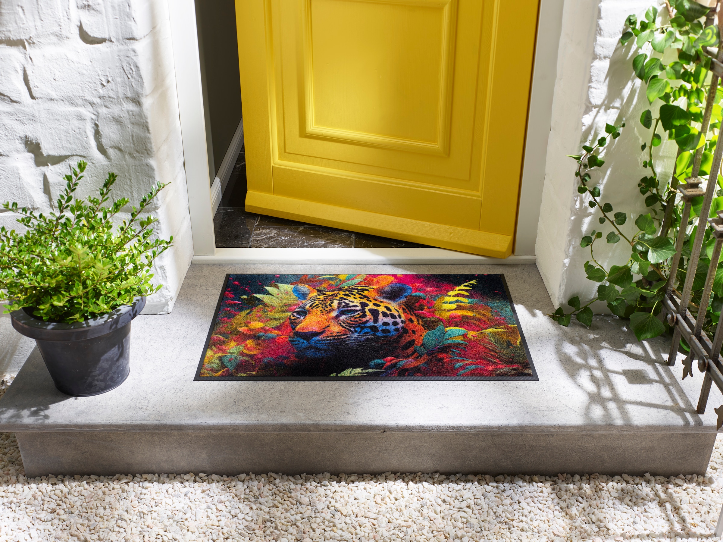 wash+dry by Kleen-Tex Fußmatte »Leopy McLeopard« rechteckig 7 mm Höhe