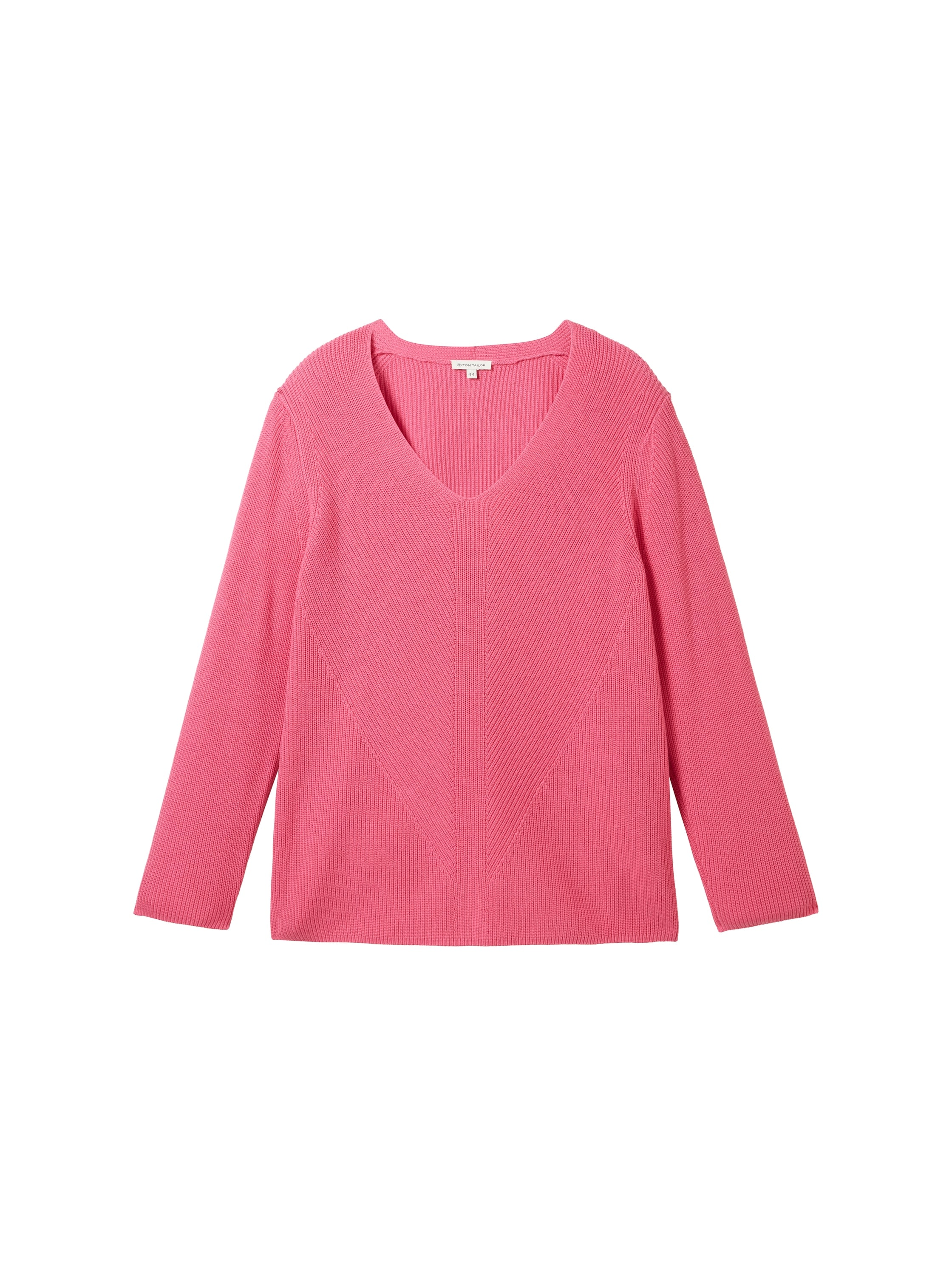 TOM TAILOR PLUS Strickpullover, mit V-Ausschnitt und Rippstruktur