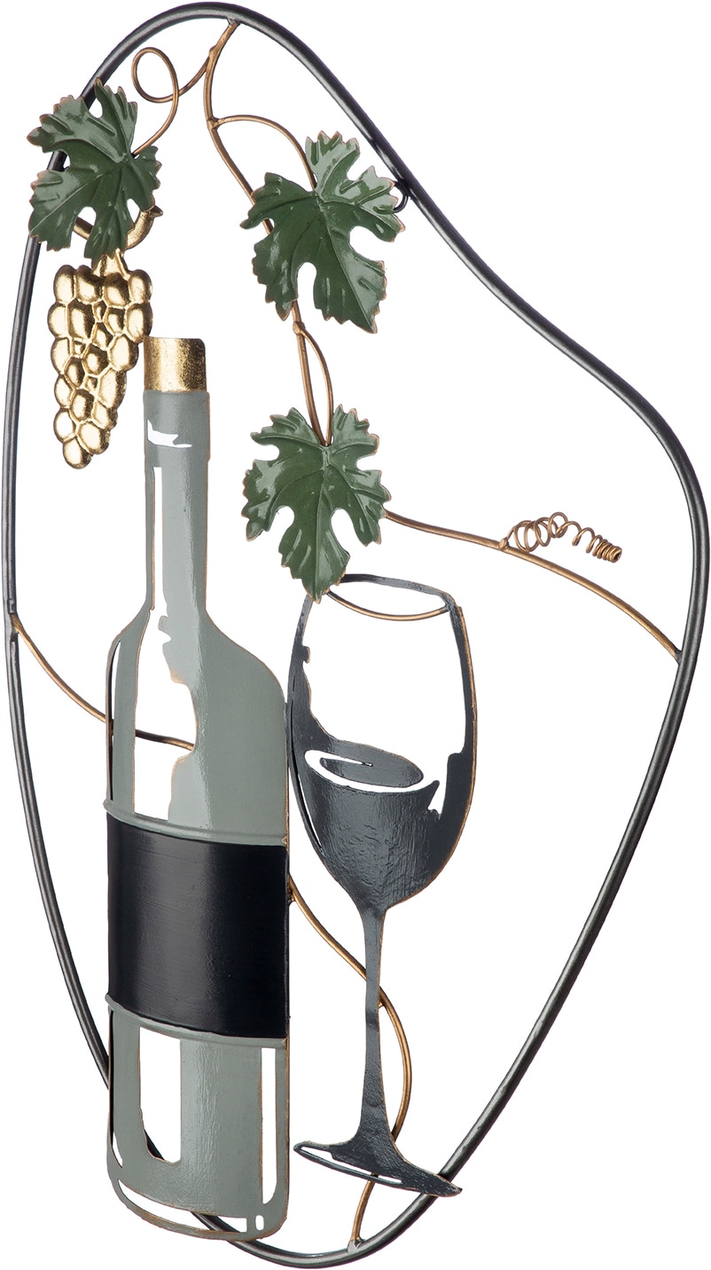 GILDE Wanddekoobjekt »Wandrelief  Calice H. 60 cm« Wanddekoration, Weinflaschenmotiv, Weinglasmotiv, Weinrebenmotiv