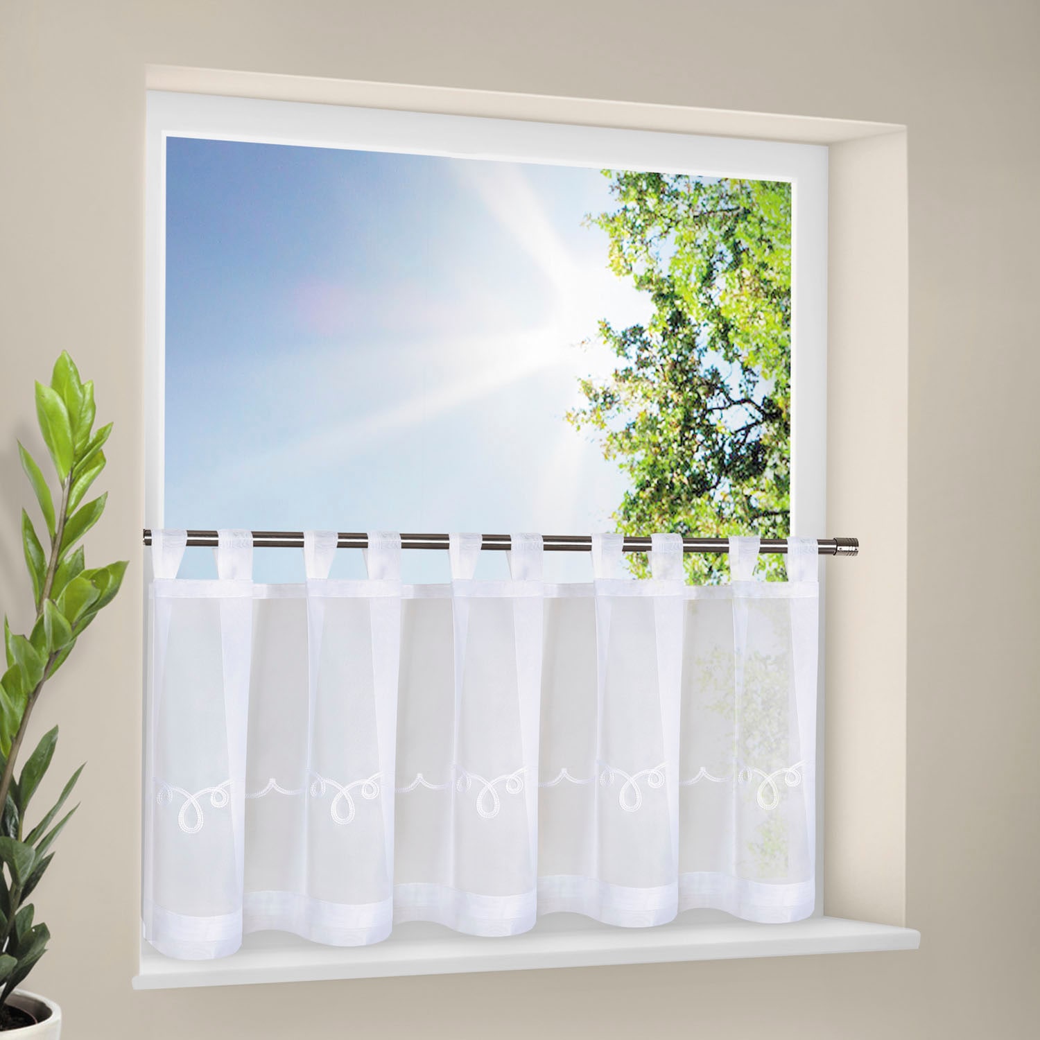 Gerster Scheibengardine »Kalinda« Schlaufen 1 Stk. tlg. HxB: 50x150, mit feinem Stickdesign