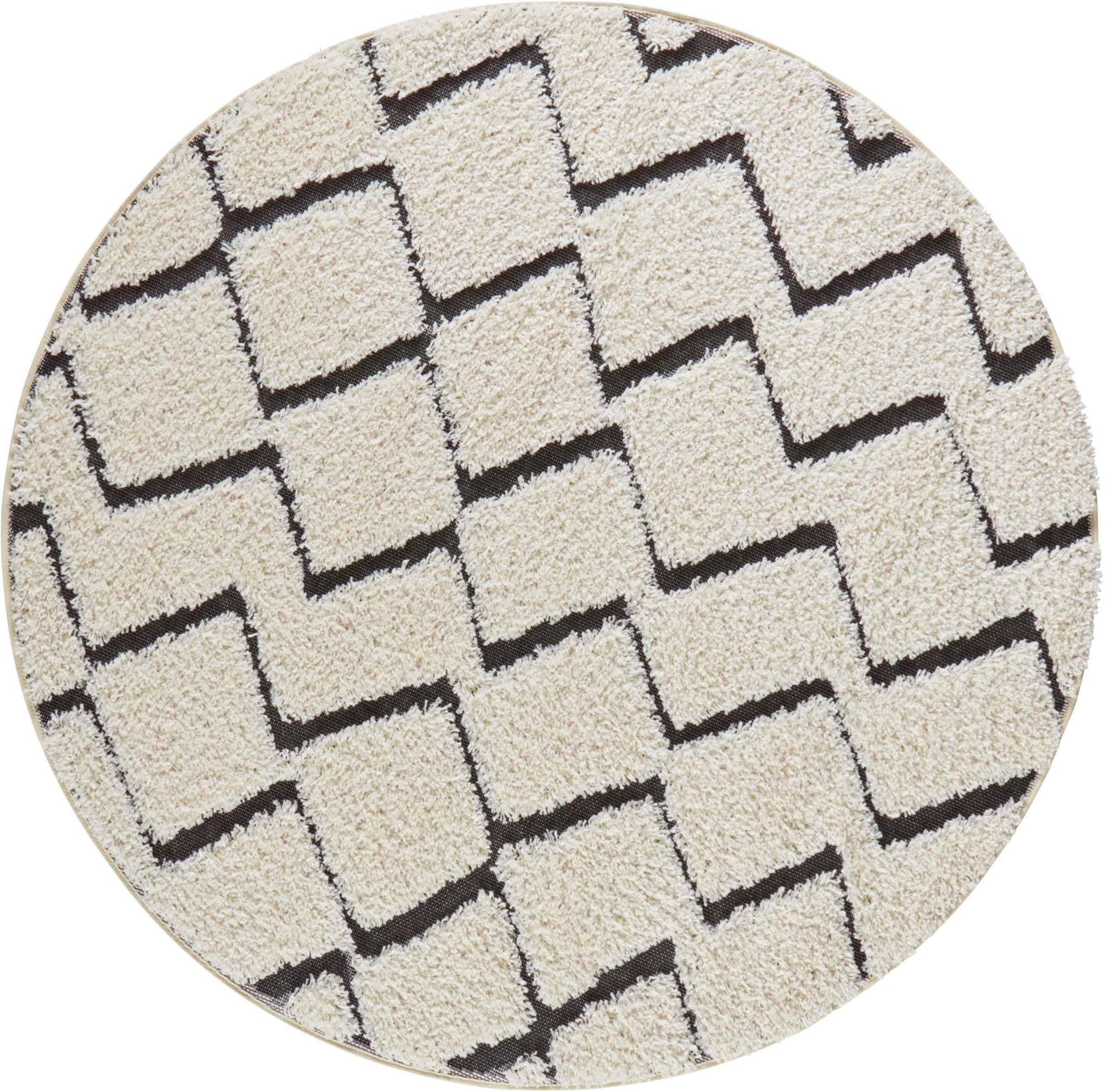 HANSE Home Teppich »Dades«, rund, 22 mm Höhe, Vintage, Zick-Zack DesignHoch-Tief Struktur,Robust, Pflegeleicht