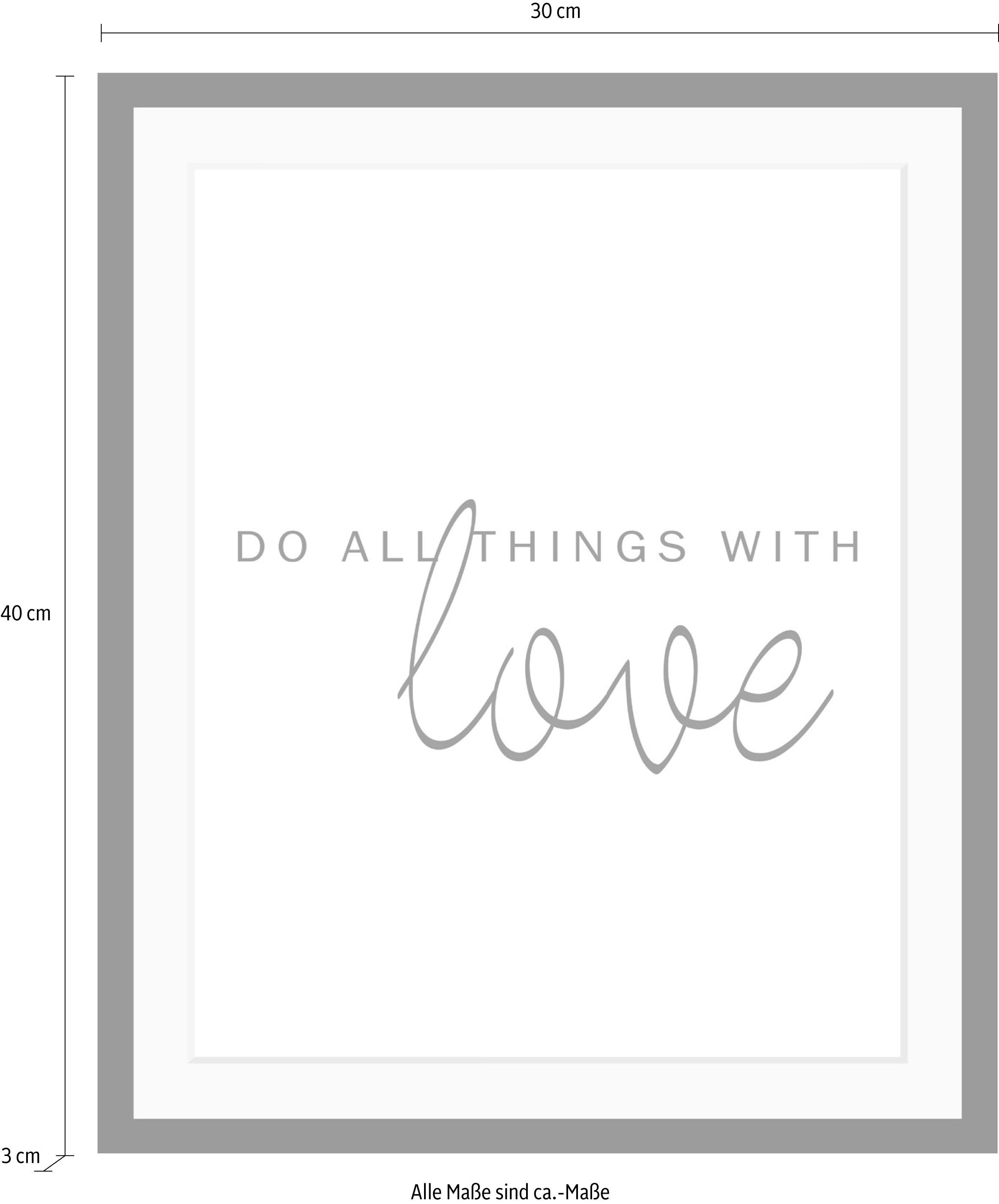 queence Bild »Liebe«, Schwarz-Weiß-Schriftzug-Motivationsbilder-Liebessprüche, HD Premium Poster-Druck inkl. Holzrahmen