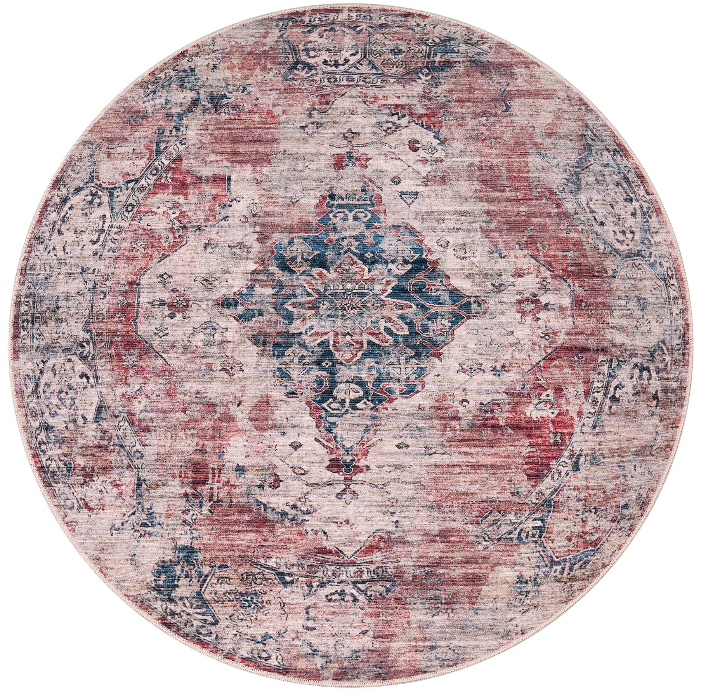 Paco Home Teppich »Lyon 331«, rund, 4 mm Höhe, Kurzflor, Orient-Optik, Vintage Design, waschbar