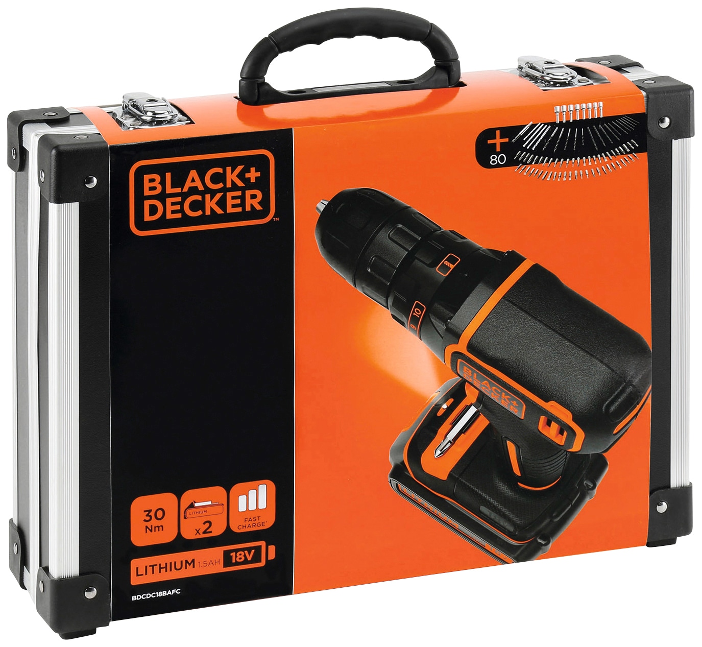 Black + Decker Akku-Bohrschrauber »BDCDC18BAFC«, (8 tlg.), inkl. 2 Akkus