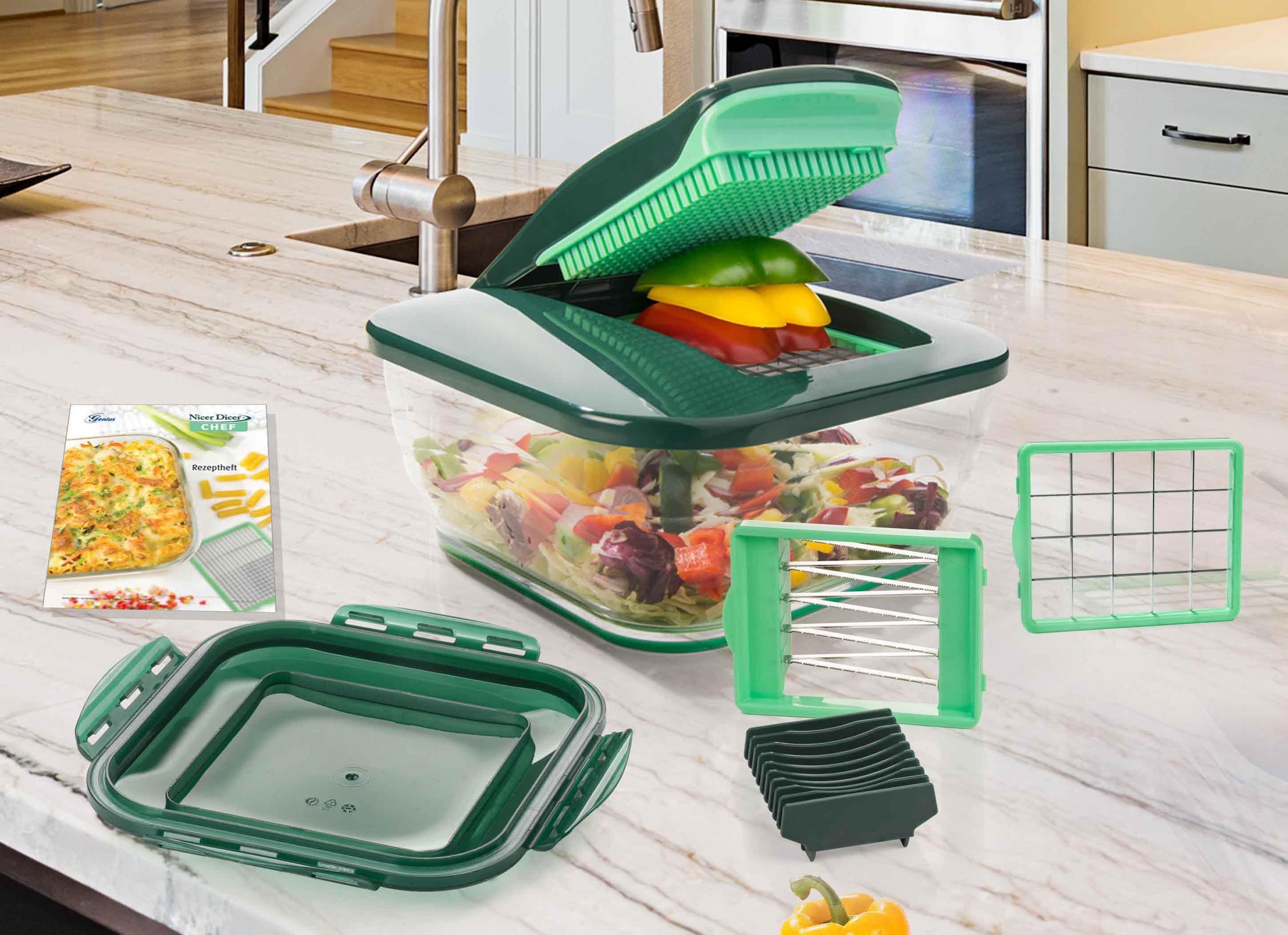 Genius Zerkleinerer »Nicer Dicer Chef«, 3300 ml Kunststoff-Auffangbehälter, 9-teilig