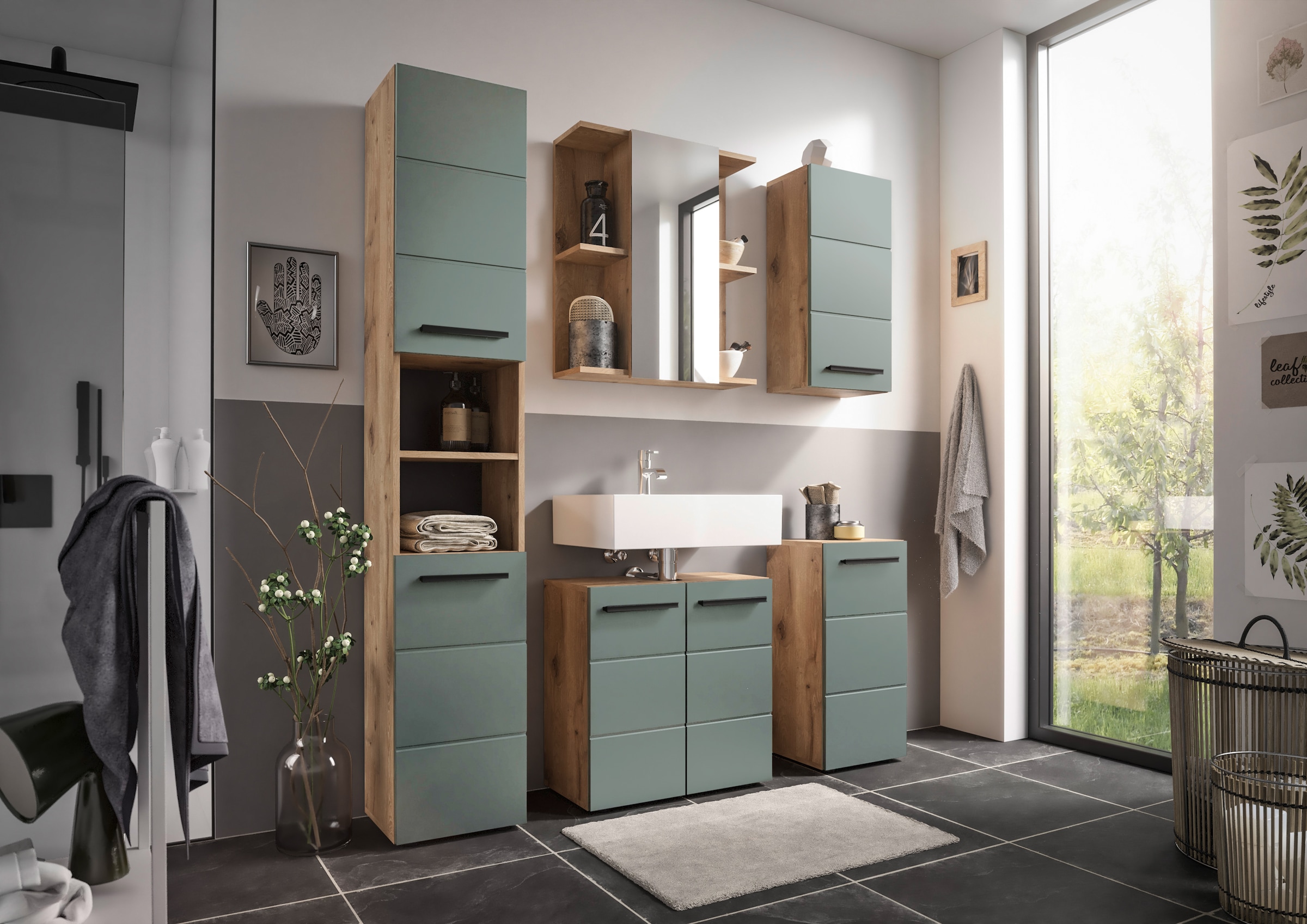 BASIC by Balculina Midischrank »Rom BxHxT 34x72x31 cm« 1 Stk. tlg. Breite 34cm, Kunststoffgriffe, Made in Europa