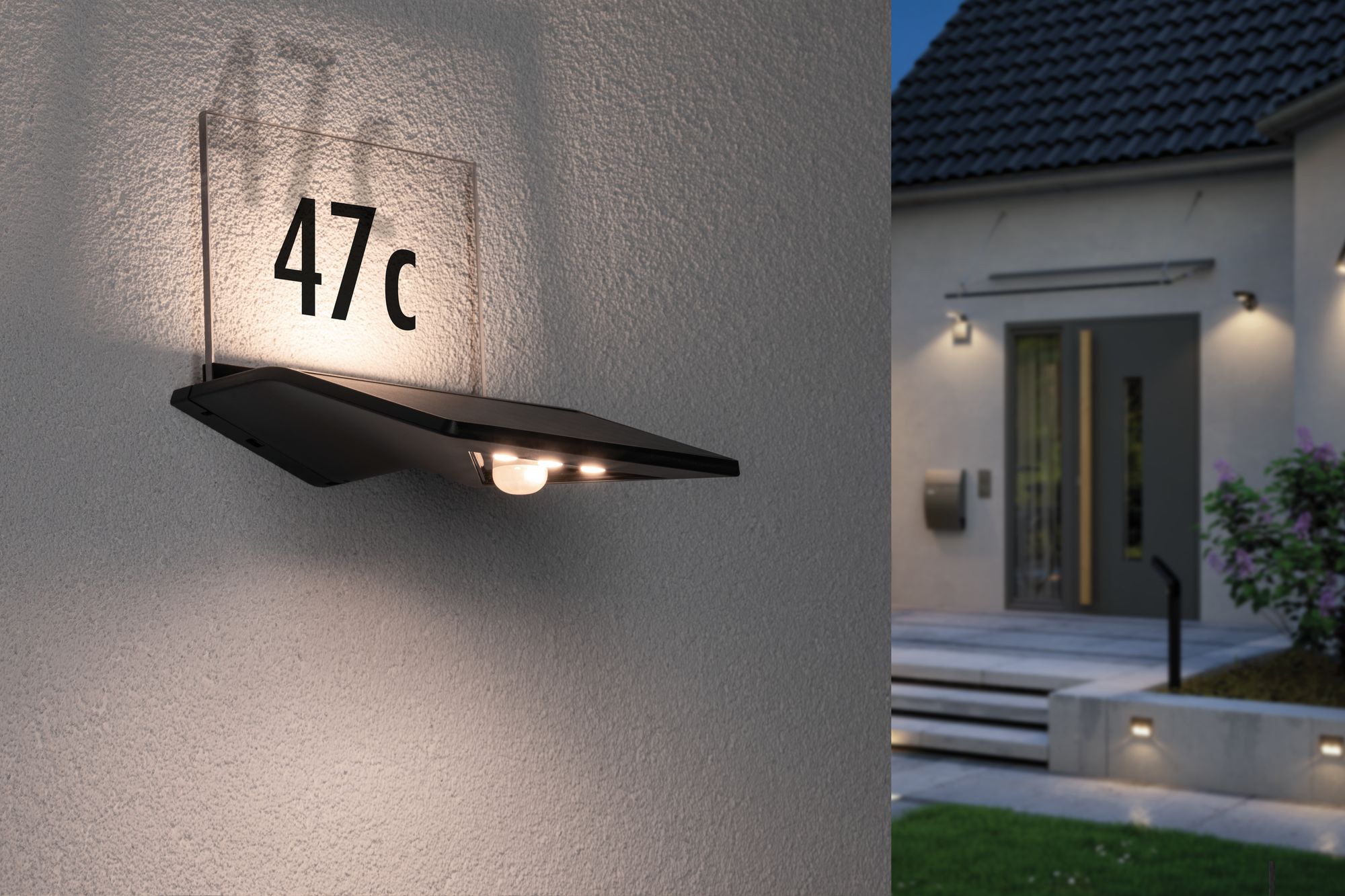 Paulmann LED Außen-Wandleuchte »Yoko«, 3 flammig, Leuchtmittel LED-Board | LED fest integriert, LED-Board, Solar Hausnummernleuchte, mit Bewegungsmelder
